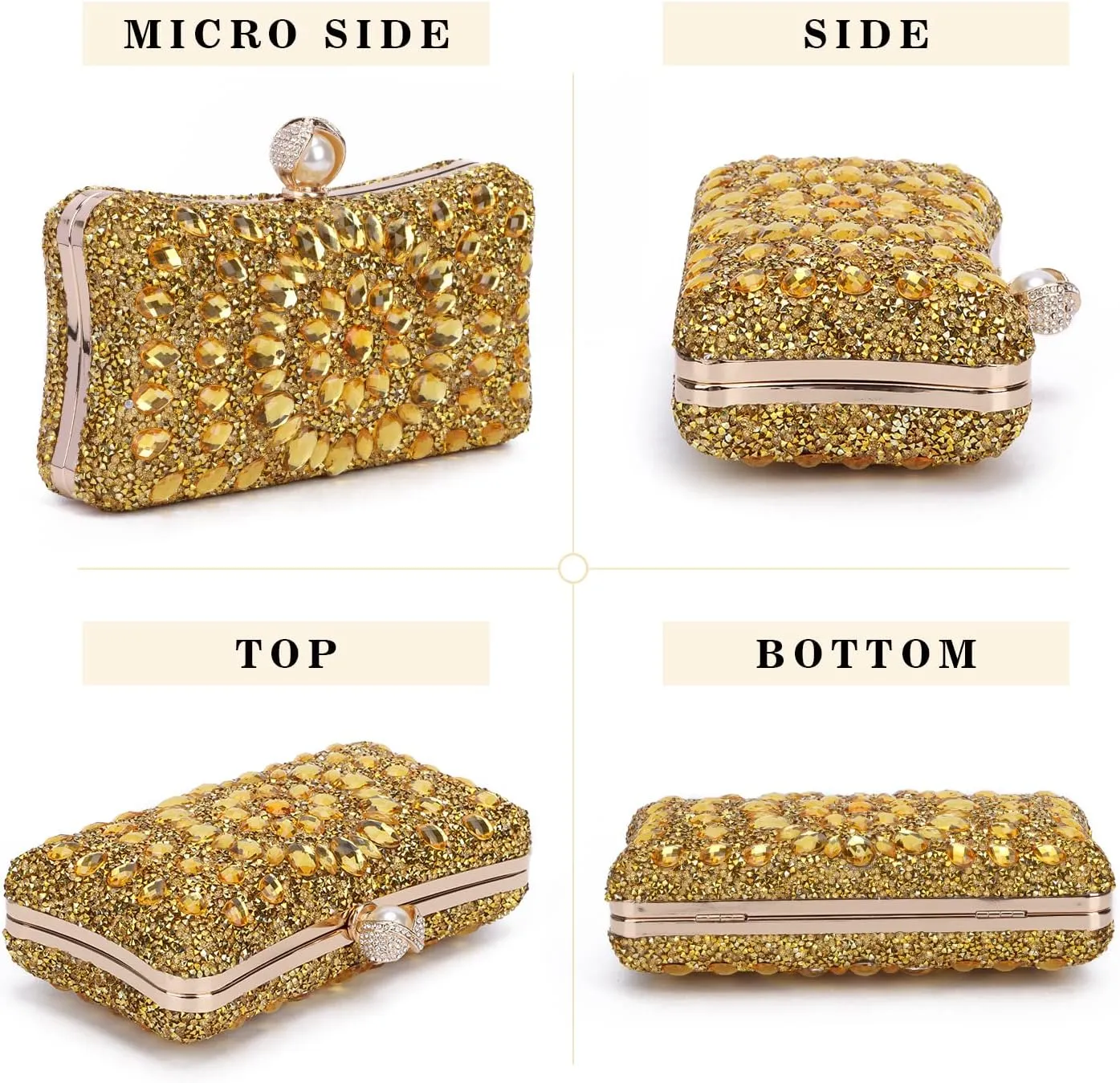 SUKUTU Women Rhinestone Evening Bag MultiColored Dazzling Crystal Clutch Bag Party Bridal Wedding Cocktail Handbag