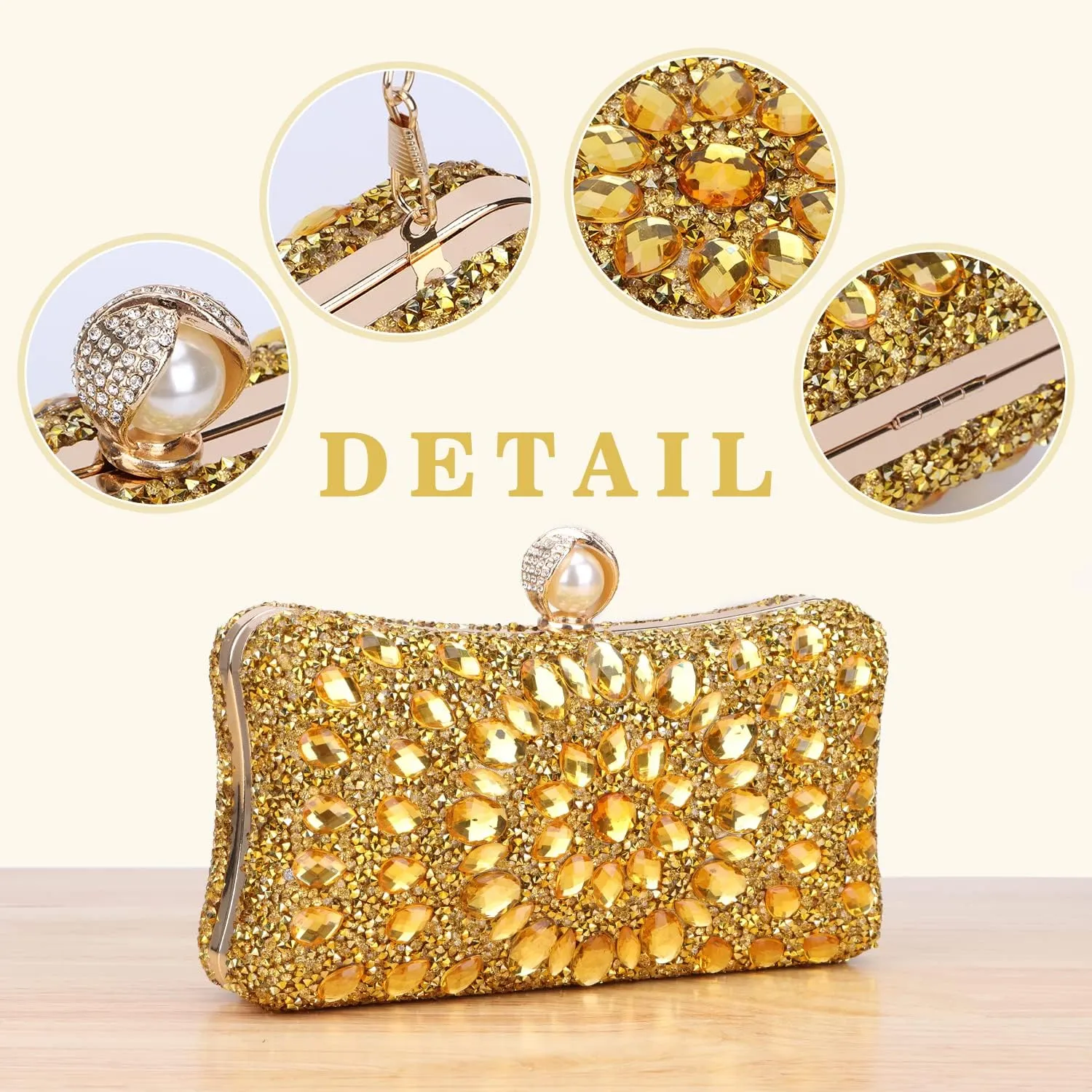 SUKUTU Women Rhinestone Evening Bag MultiColored Dazzling Crystal Clutch Bag Party Bridal Wedding Cocktail Handbag