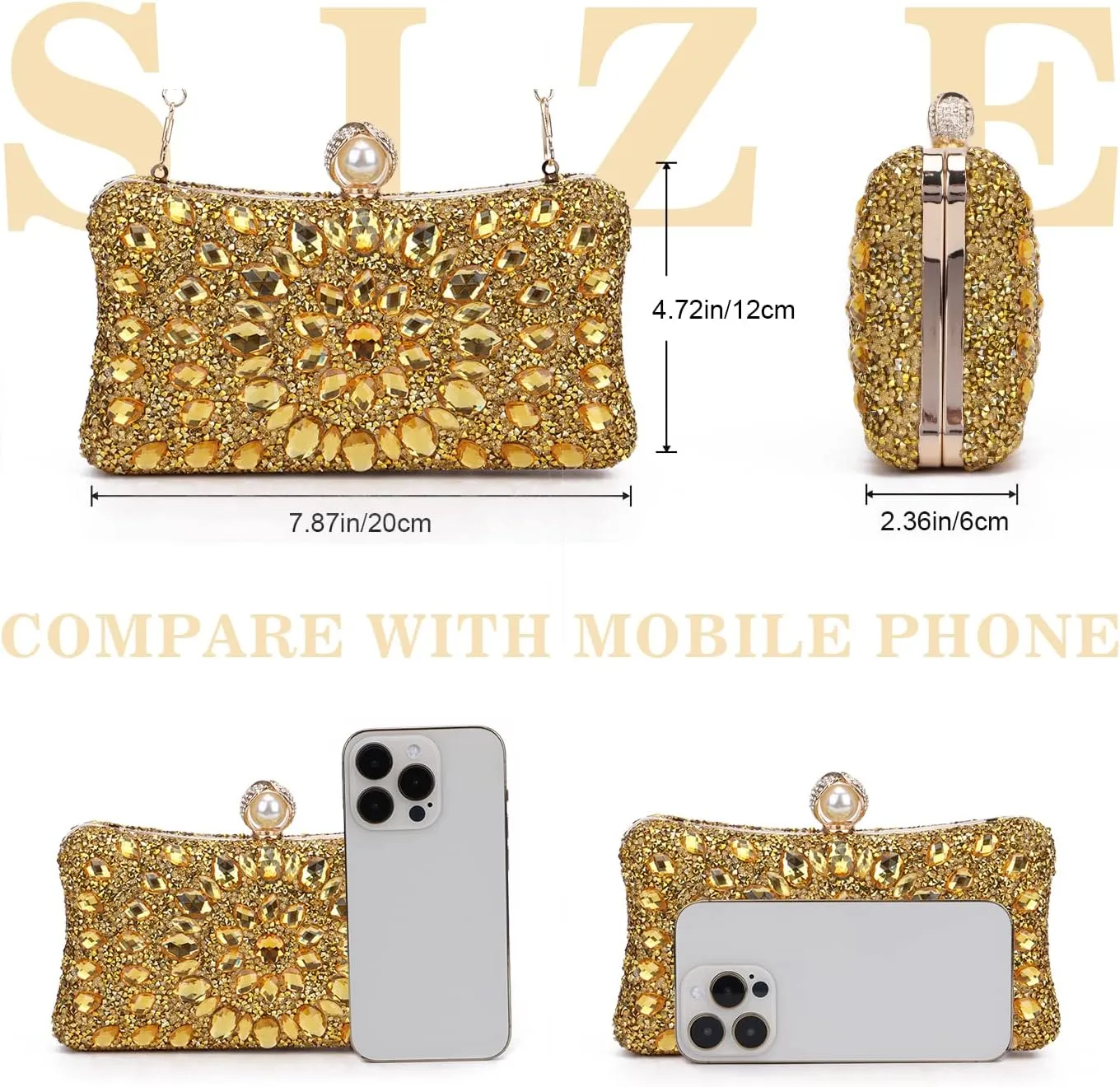 SUKUTU Women Rhinestone Evening Bag MultiColored Dazzling Crystal Clutch Bag Party Bridal Wedding Cocktail Handbag