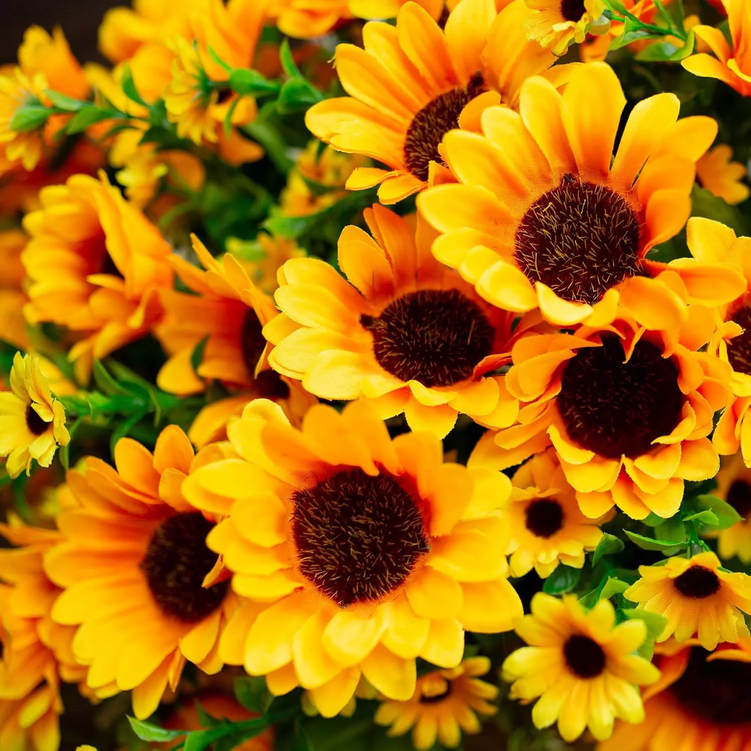 Sunflowers Artificial Flowers, 10 Bunches Fake Sunflower, Artificial Flowers for Outdoors Summer Decoration Look Real UV Resistant Fake Flowers for Home Porch Patio Balcony Garden Wedding Party Office