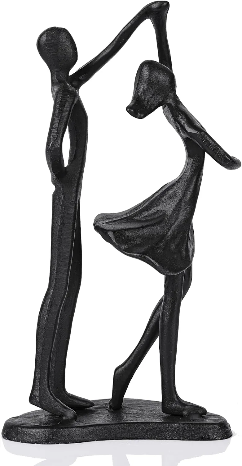suruim Romantic Cast Iron Couple Statue - Wedding for Her, Wedding Sculpture, Metal Figurine, Unique Love Statue, Decorative Couple Figurine for Home, Office, and Wedding Décor (B)