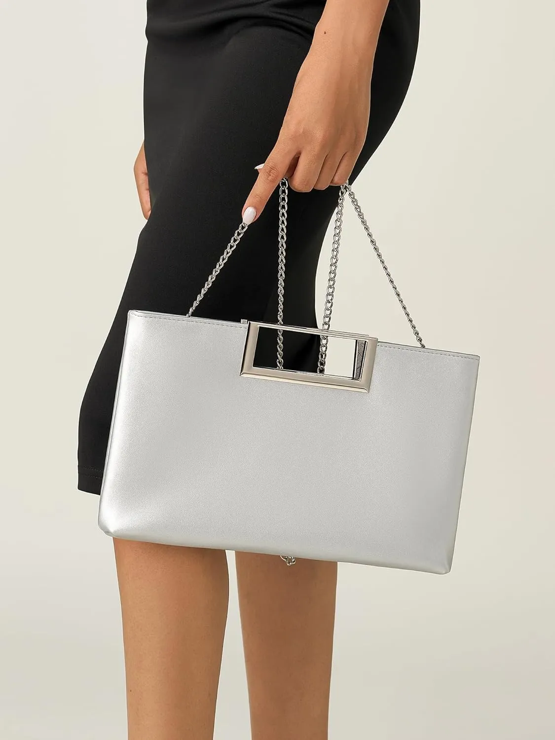 SWEETV Clutch Purses for Women Evening Formal, Fashion PU Leather Purse for Prom, Cocktail, and Wedding,Nina