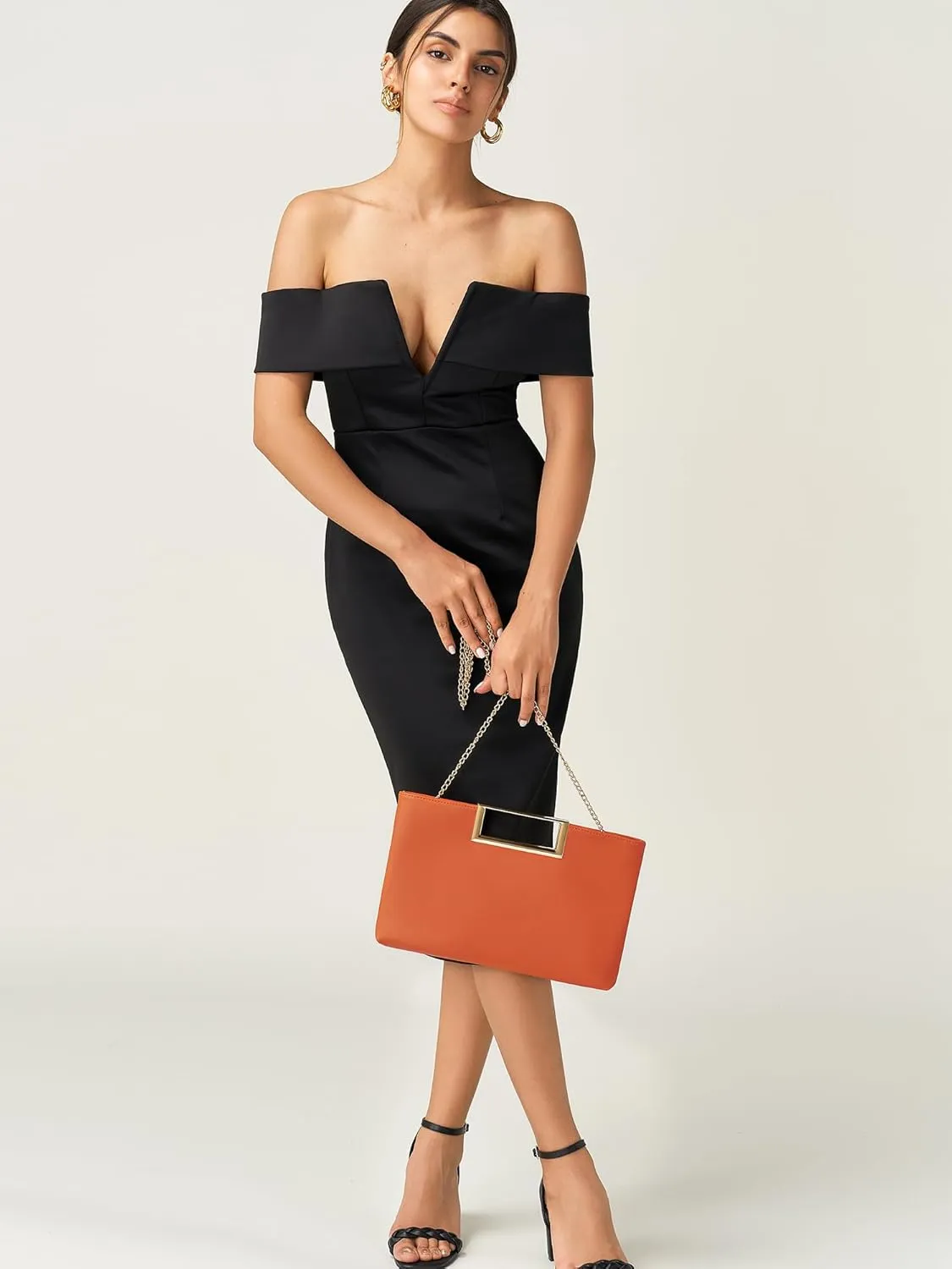 SWEETV Clutch Purses for Women Evening Formal, Fashion PU Leather Purse for Prom, Cocktail, and Wedding,Nina