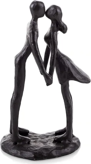 Sziqiqi Couple Sculptures Cast Iron Gift for Anniversaries Wedding Small Modern Abstract Figurine Decorative Metal Statues Romantic Passionate Love Ornament for Couples Valentines