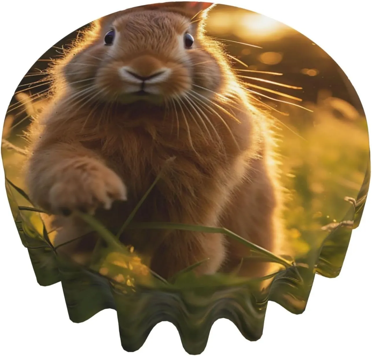 Tablecloth 60 Inch Round Table Cloth A Rabbit Tablecloths Heavy Duty Waterproof Table Cover Wrinkle Free Washable Table Cloths for Kitchen Camping Picnic