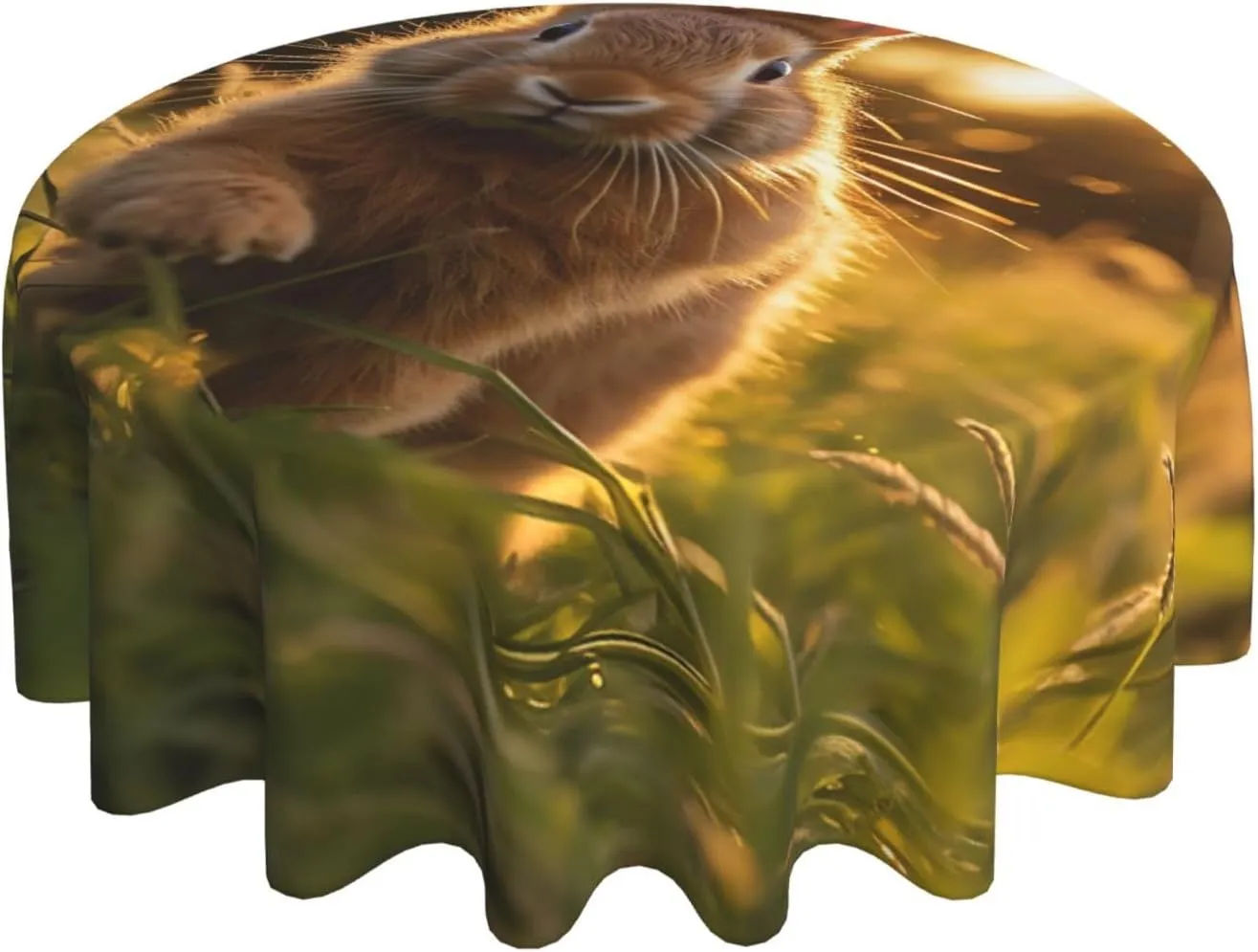 Tablecloth 60 Inch Round Table Cloth A Rabbit Tablecloths Heavy Duty Waterproof Table Cover Wrinkle Free Washable Table Cloths for Kitchen Camping Picnic