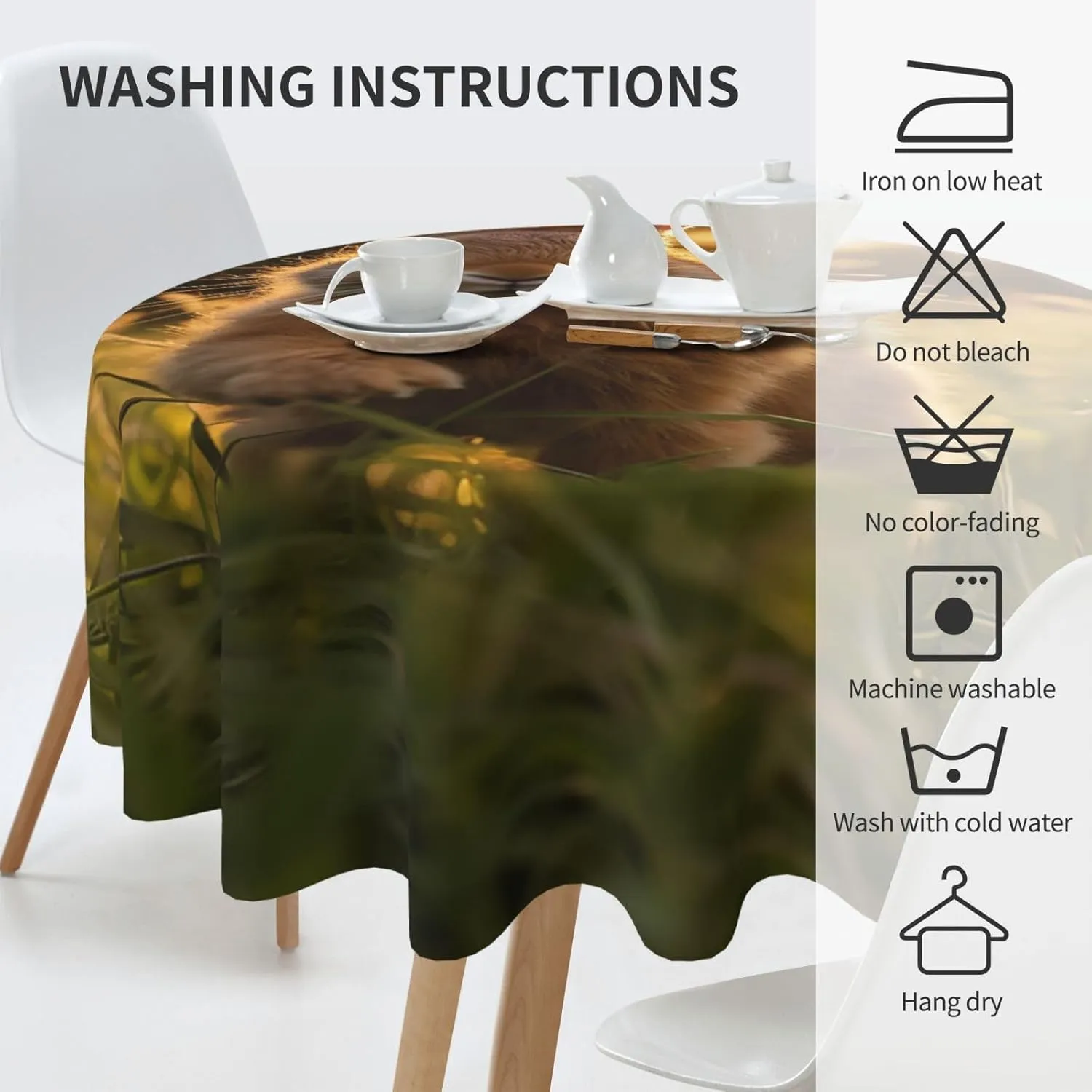 Tablecloth 60 Inch Round Table Cloth A Rabbit Tablecloths Heavy Duty Waterproof Table Cover Wrinkle Free Washable Table Cloths for Kitchen Camping Picnic