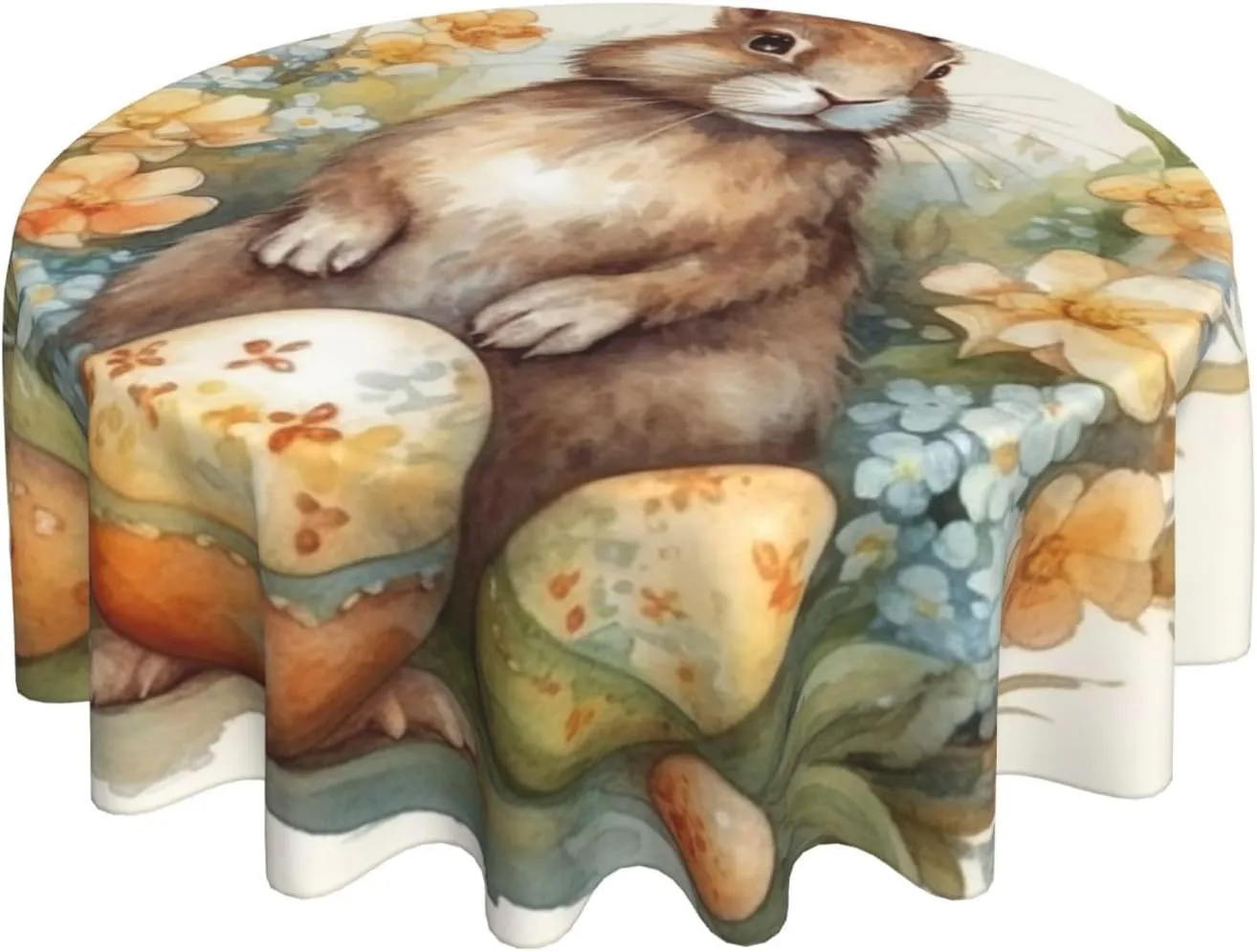 Tablecloth 60 Inch Round Table Cloth Easter Eggs and Rabbits Tablecloths Heavy Duty Waterproof Table Cover Wrinkle Free Washable Table Cloths for Kitchen Camping Picnic