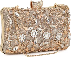 Tanpell Womens Crystal Evening Clutch Bag Rhinestone Wedding Handbag Purse for Bridal Prom Cocktail Party