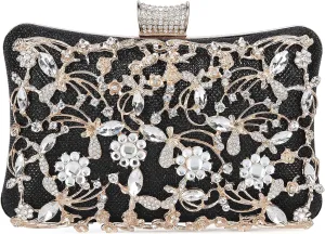 Tanpell Womens Crystal Evening Clutch Bag Rhinestone Wedding Handbag Purse for Bridal Prom Cocktail Party