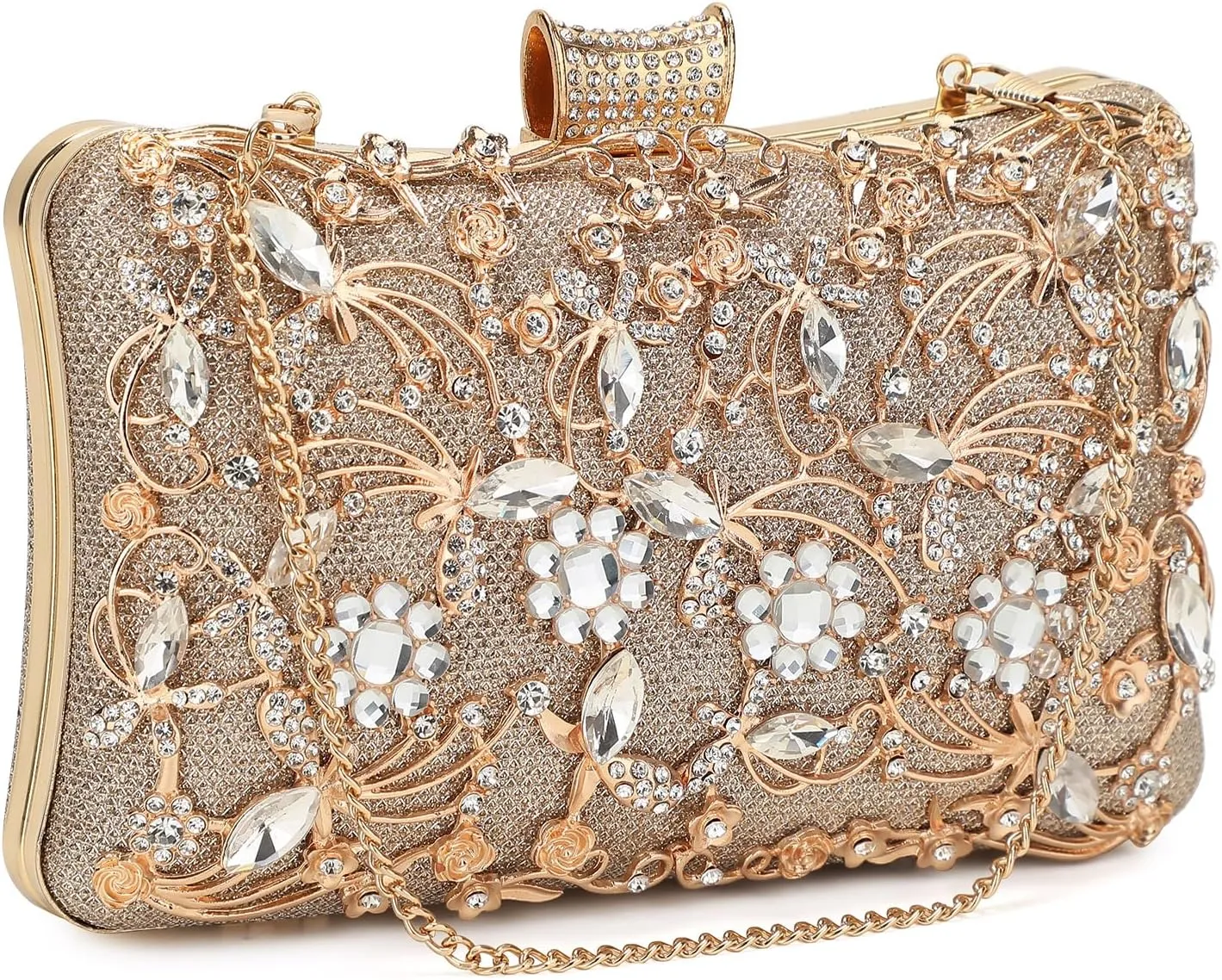 Tanpell Womens Crystal Evening Clutch Bag Rhinestone Wedding Handbag Purse for Bridal Prom Cocktail Party