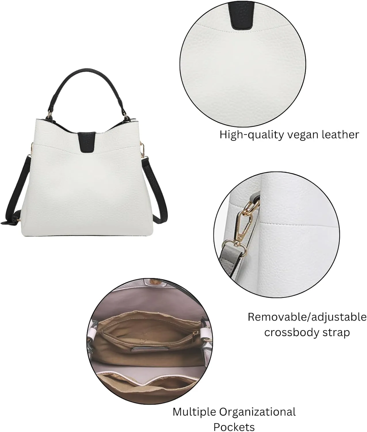 Tati Vegan Leather Handbags and Purses for Women Ladies Top Handle Satchel Hobo Crossbody Shoulder Tote Bag