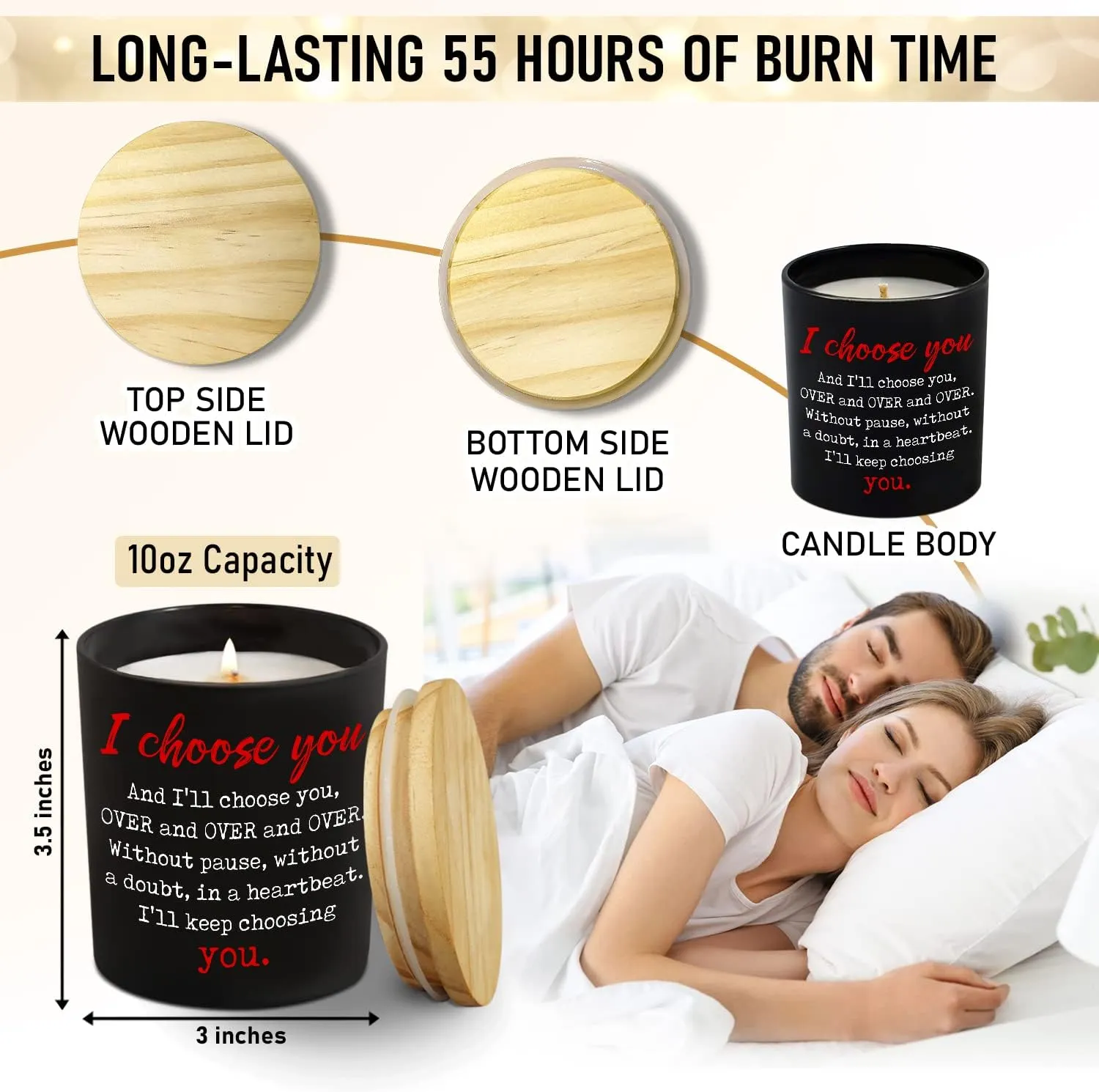 TEEZWONDER Anniversary Wedding Gifts for Him Her - Long Lasting Vanilla Lavender Candle 10 Oz - Romantic Candle Gifts for Men Women Couple Boyfriend Girlfriend Husband Wife