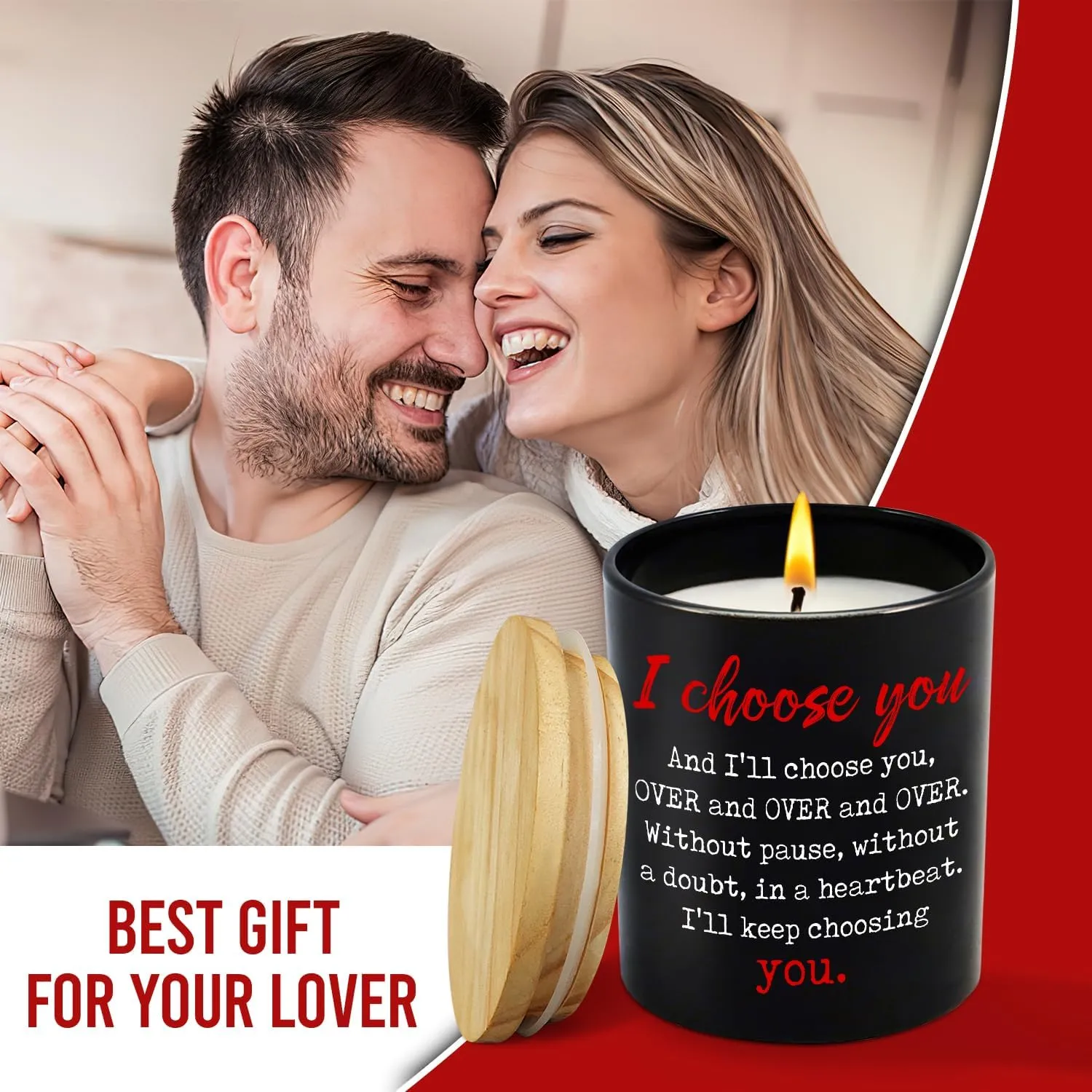 TEEZWONDER Anniversary Wedding Gifts for Him Her - Long Lasting Vanilla Lavender Candle 10 Oz - Romantic Candle Gifts for Men Women Couple Boyfriend Girlfriend Husband Wife