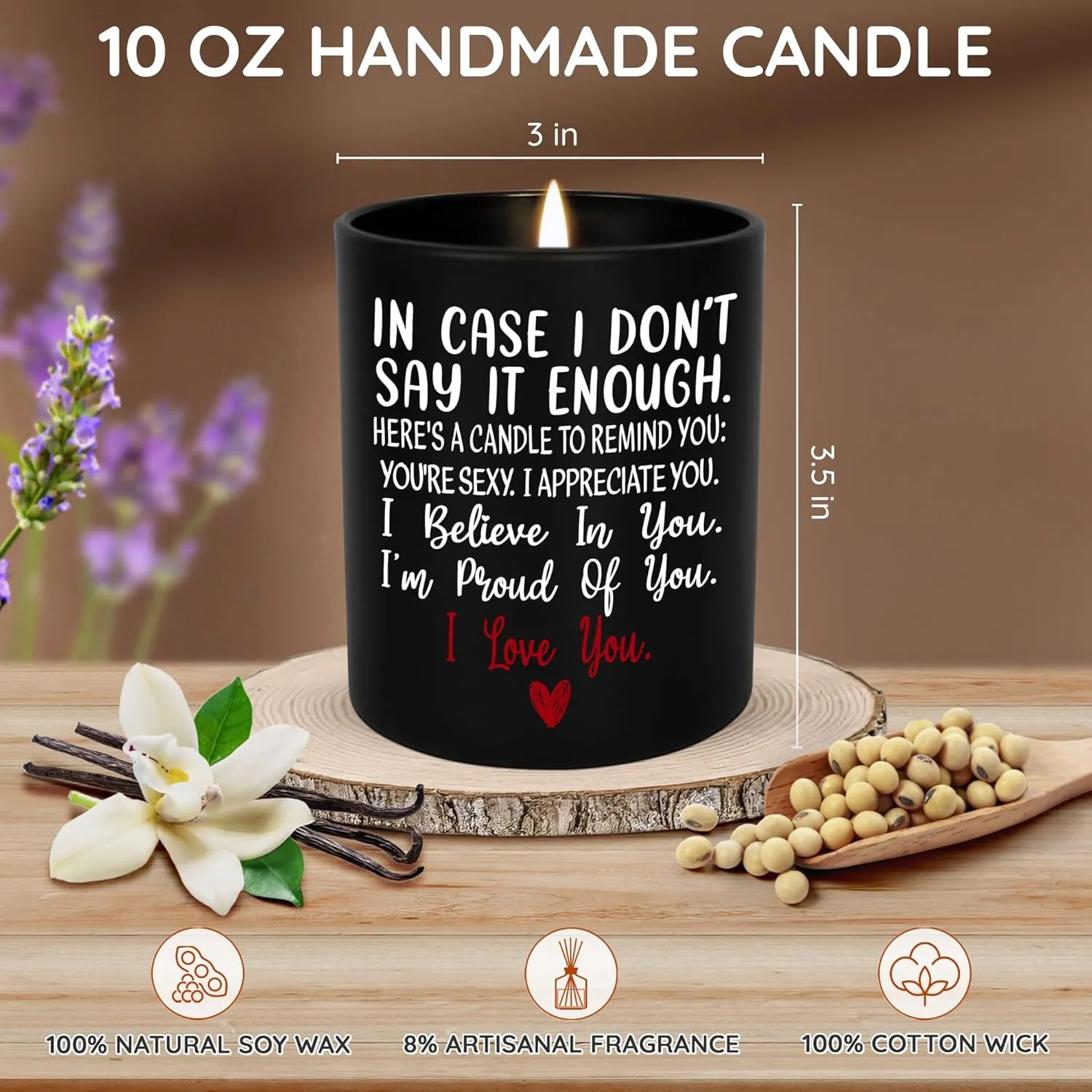 TEEZWONDER Anniversary Wedding Gifts for Women Men - Long Lasting Vanilla Lavender Candle 10 Oz - Birthday Romantic Gifts for Him Her, Girlfriend Boyfriend Birthday Gift Ideas, Gift for Husband Wife