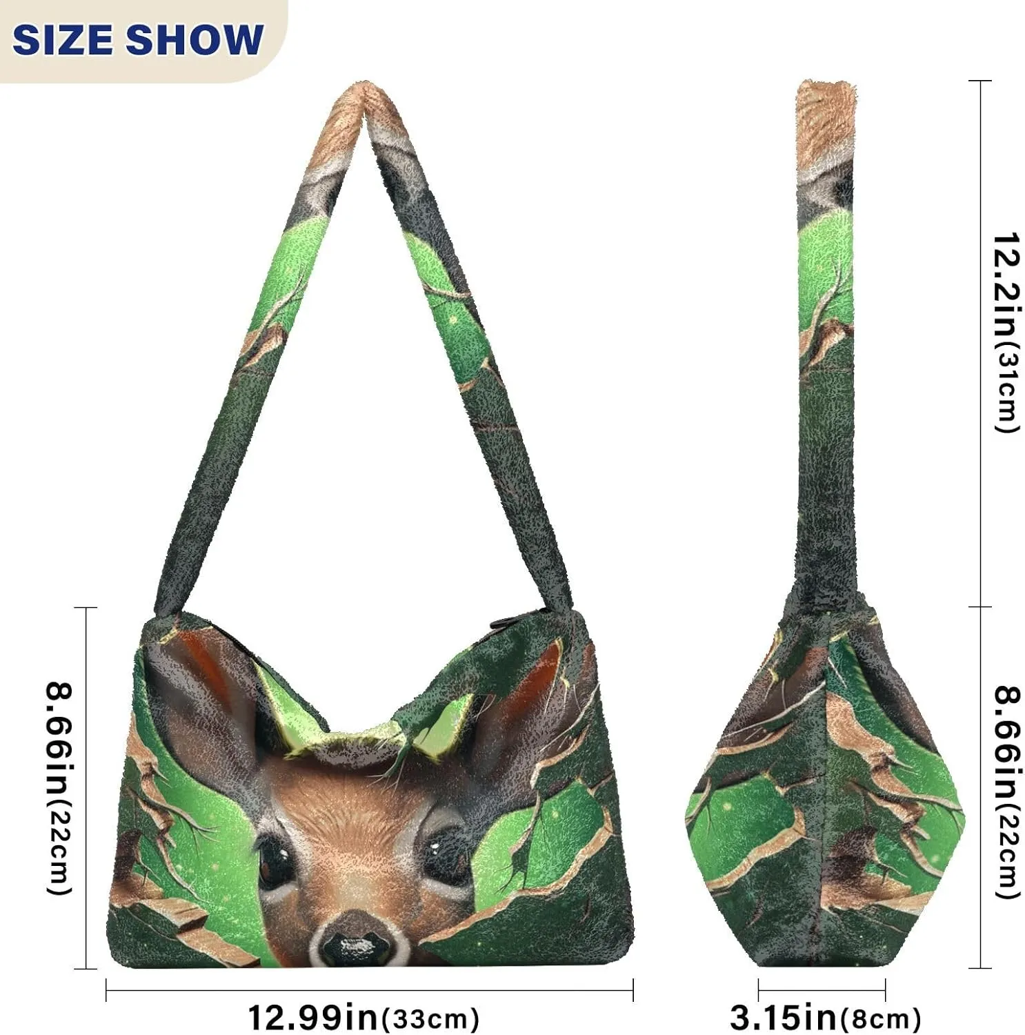Tig and Reflection Women Plush Shoulder Bag, Womens Shoulder Tote Bag, Handbags for Women Shoulder Bag