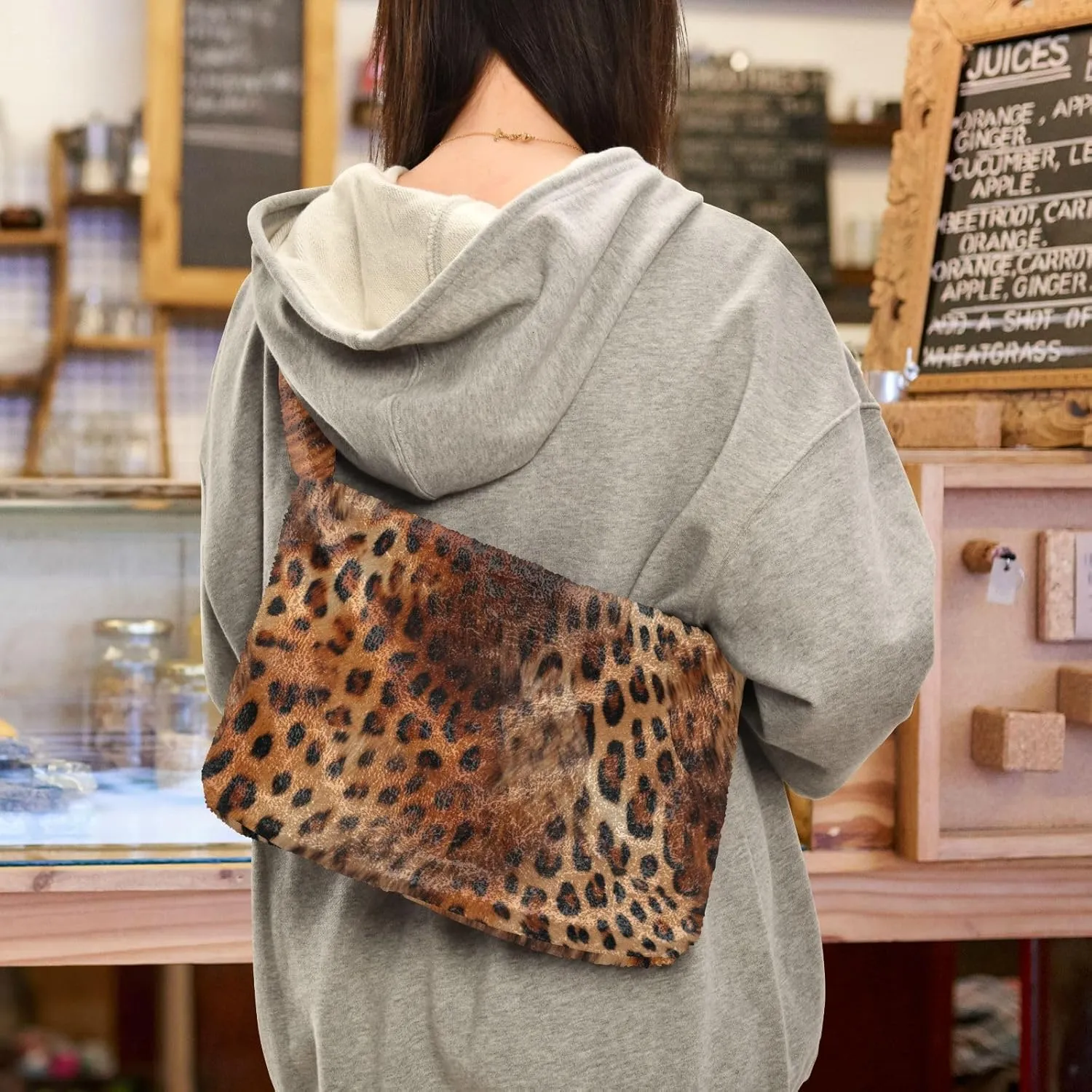Tig and Reflection Women Plush Shoulder Bag, Womens Shoulder Tote Bag, Handbags for Women Shoulder Bag