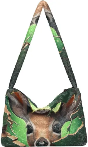 Tig and Reflection Women Plush Shoulder Bag, Womens Shoulder Tote Bag, Handbags for Women Shoulder Bag