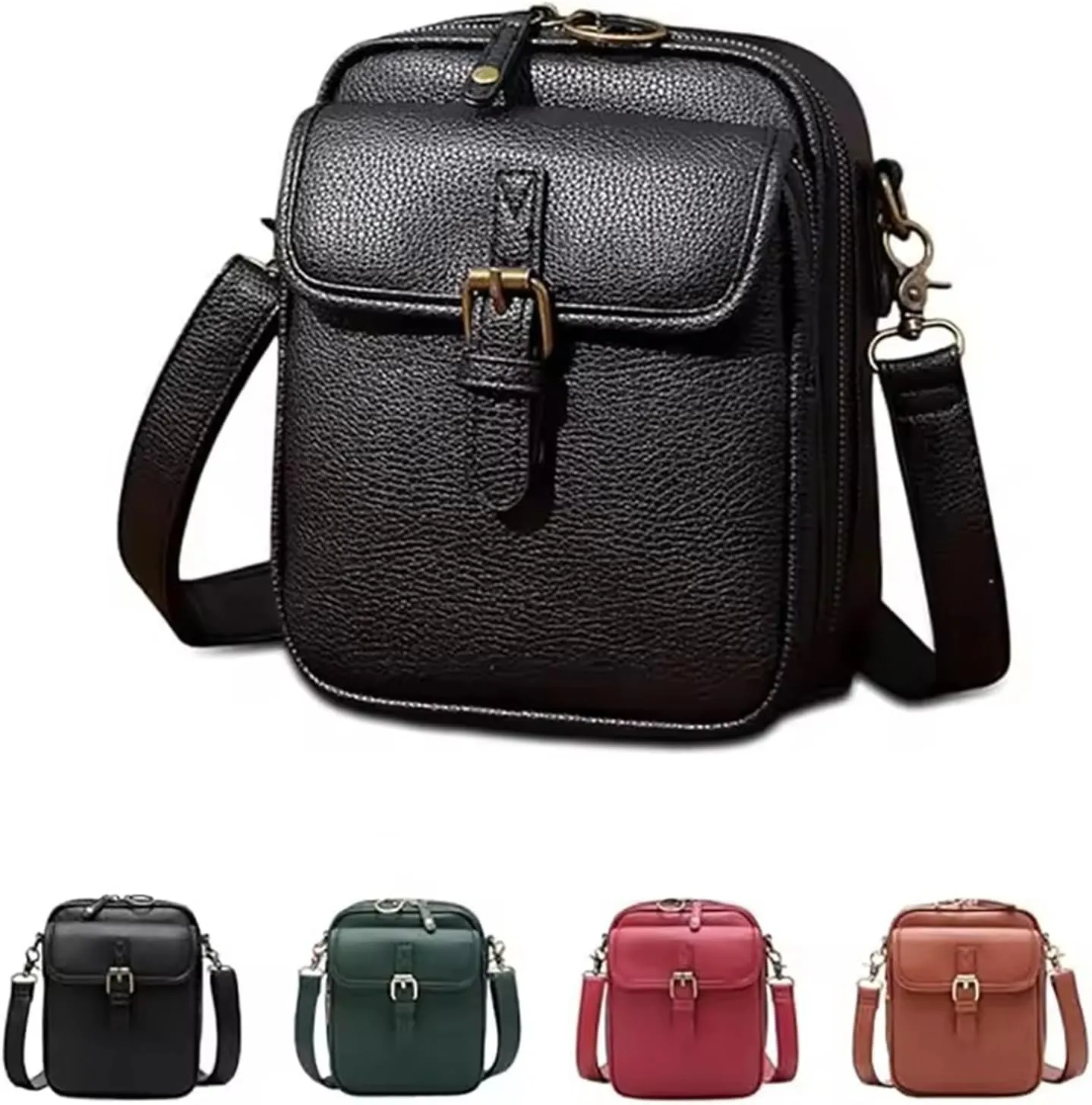 Tojoyride Crossbody Bag Urvashi Crossbody Bag Vintage Crossbody Purse for Women Travel Shoulder Bags Leather Bag(Black)