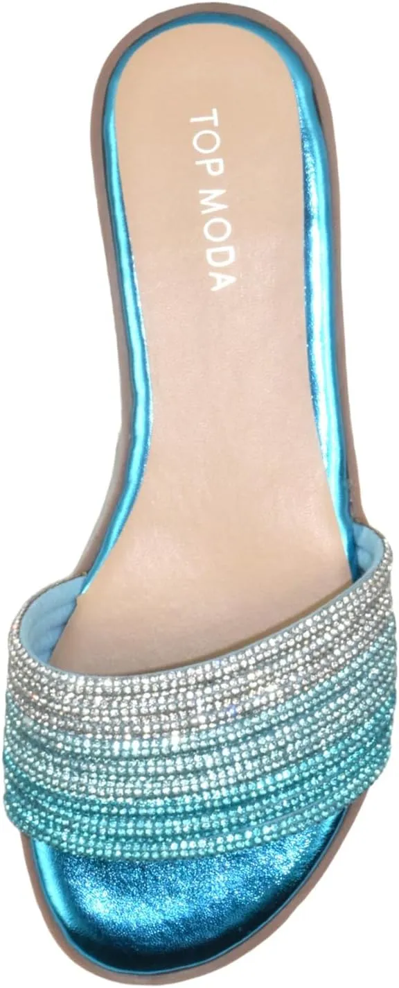 TOP Moda Shoes Women Formal/Casual Flip Flops Sandals Bling Rhinestone Slides Multi Straps GRAND-56