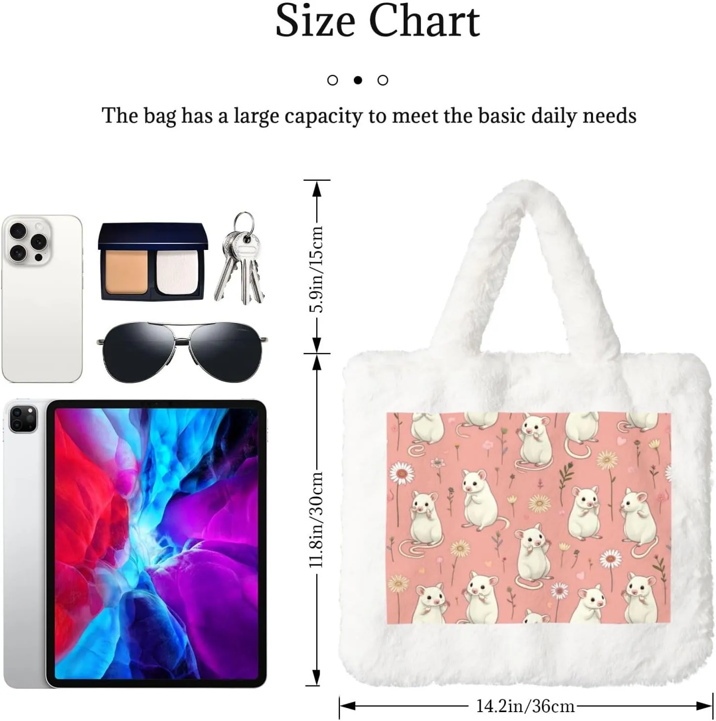 Tote Fluffy Bag Faux Fur Purses for Women Plush Handbag Cute Purse for Autumn Winter