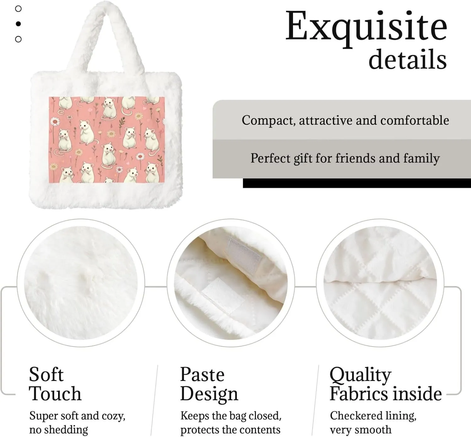 Tote Fluffy Bag Faux Fur Purses for Women Plush Handbag Cute Purse for Autumn Winter