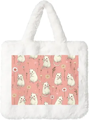 Tote Fluffy Bag Faux Fur Purses for Women Plush Handbag Cute Purse for Autumn Winter