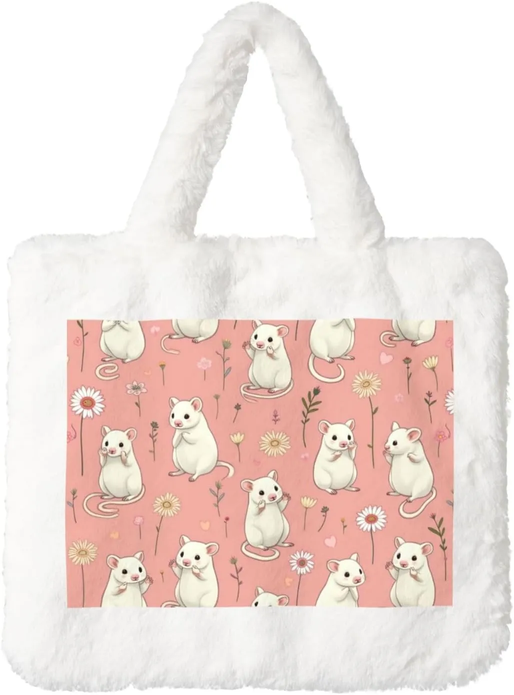 Tote Fluffy Bag Faux Fur Purses for Women Plush Handbag Cute Purse for Autumn Winter