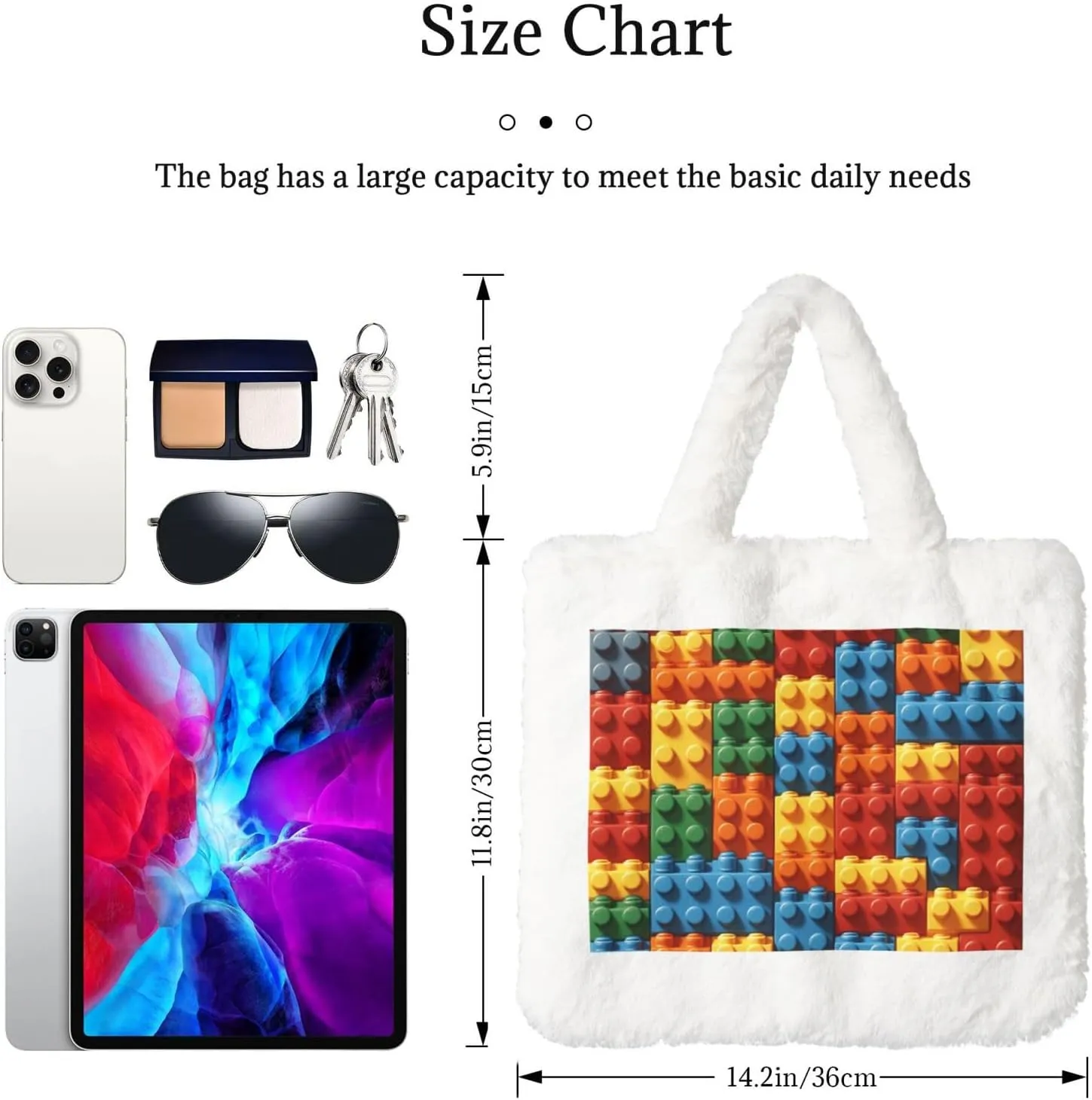 Tote Fluffy Bag Faux Fur Purses for Women Plush Handbag Cute Purse for Autumn Winter