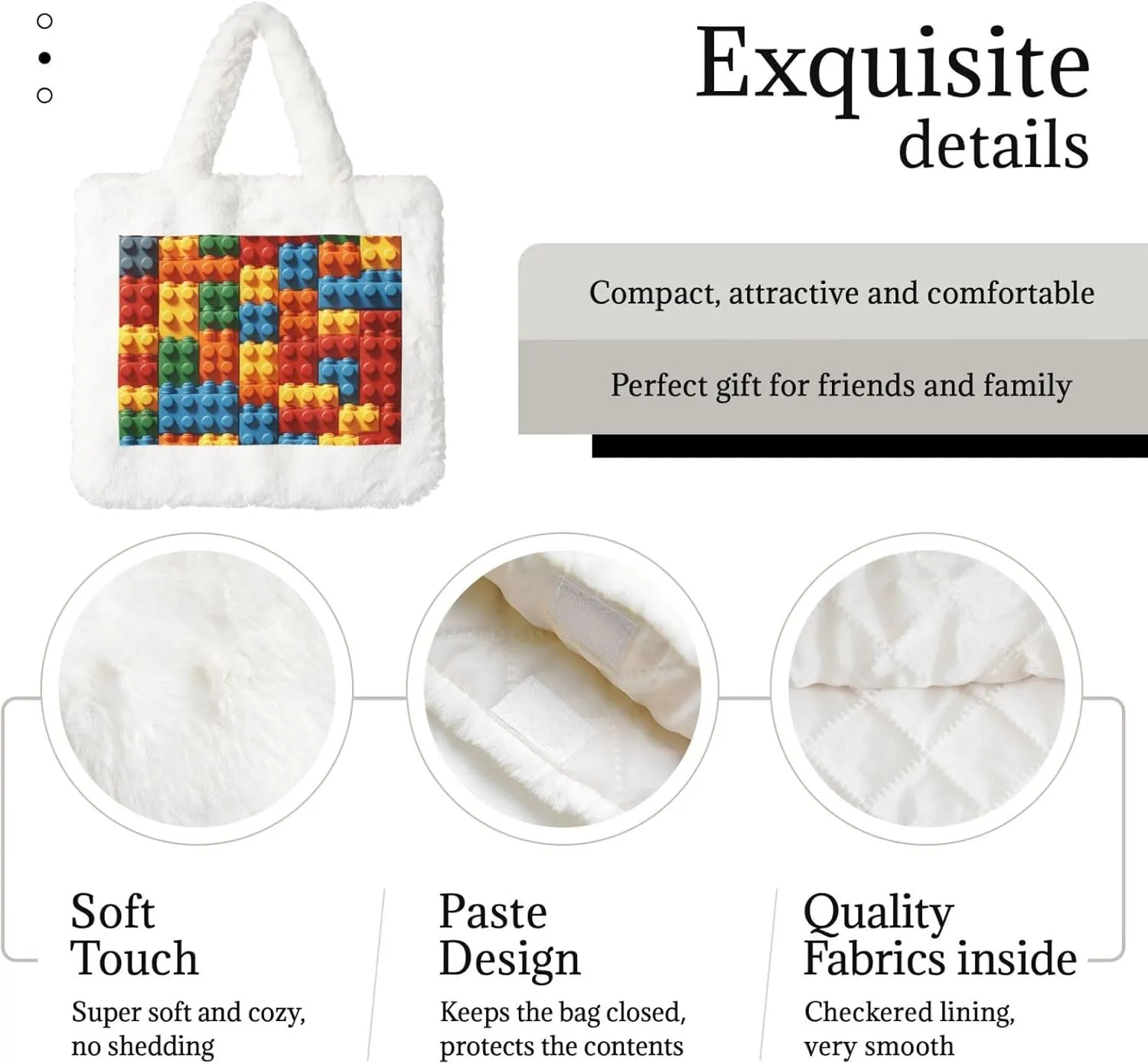 Tote Fluffy Bag Faux Fur Purses for Women Plush Handbag Cute Purse for Autumn Winter