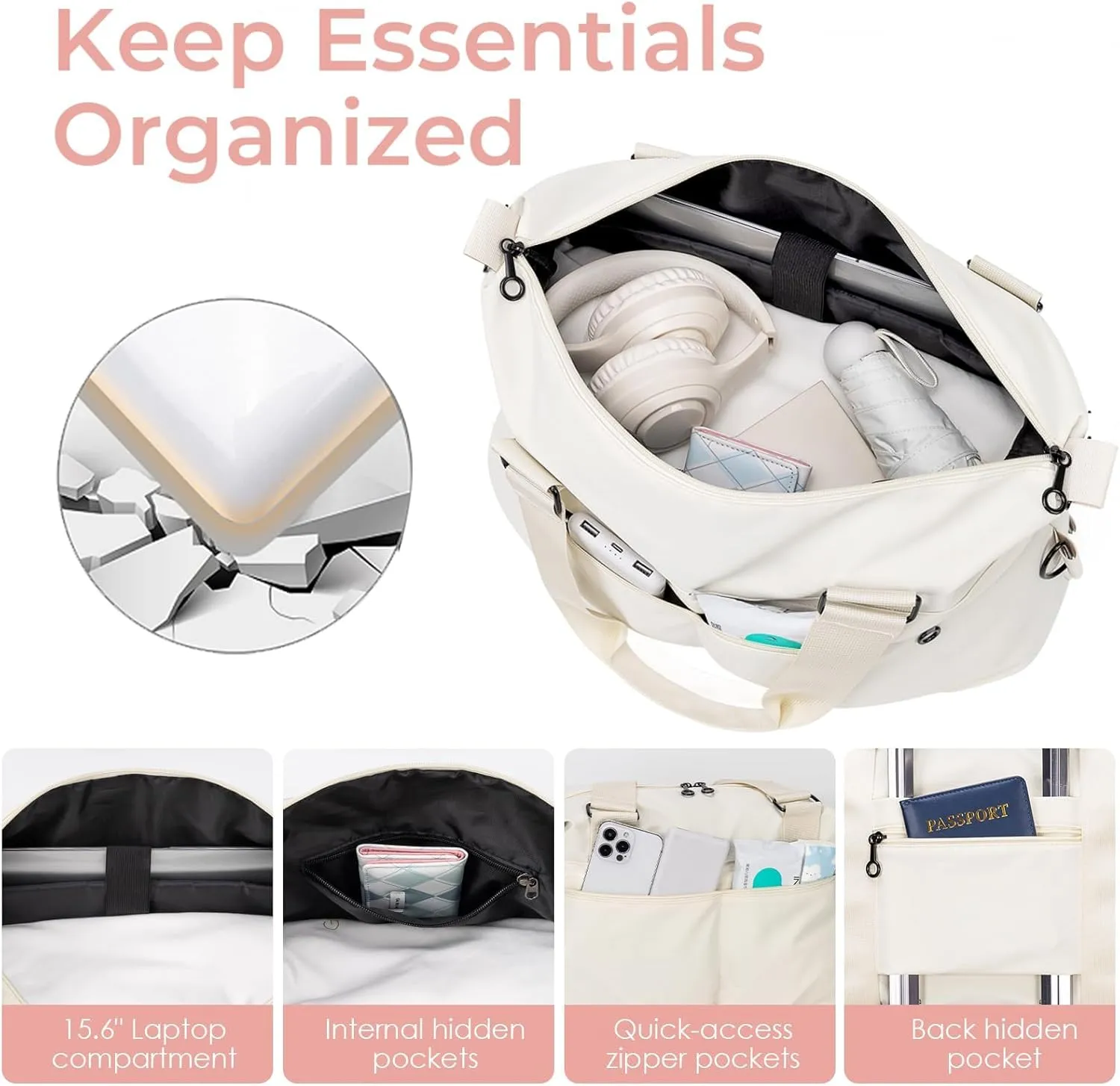 Travel Duffel Bag Carry on Bags for Airplanes Personal Item Bag Weekender Overnight Bag for Women and Men