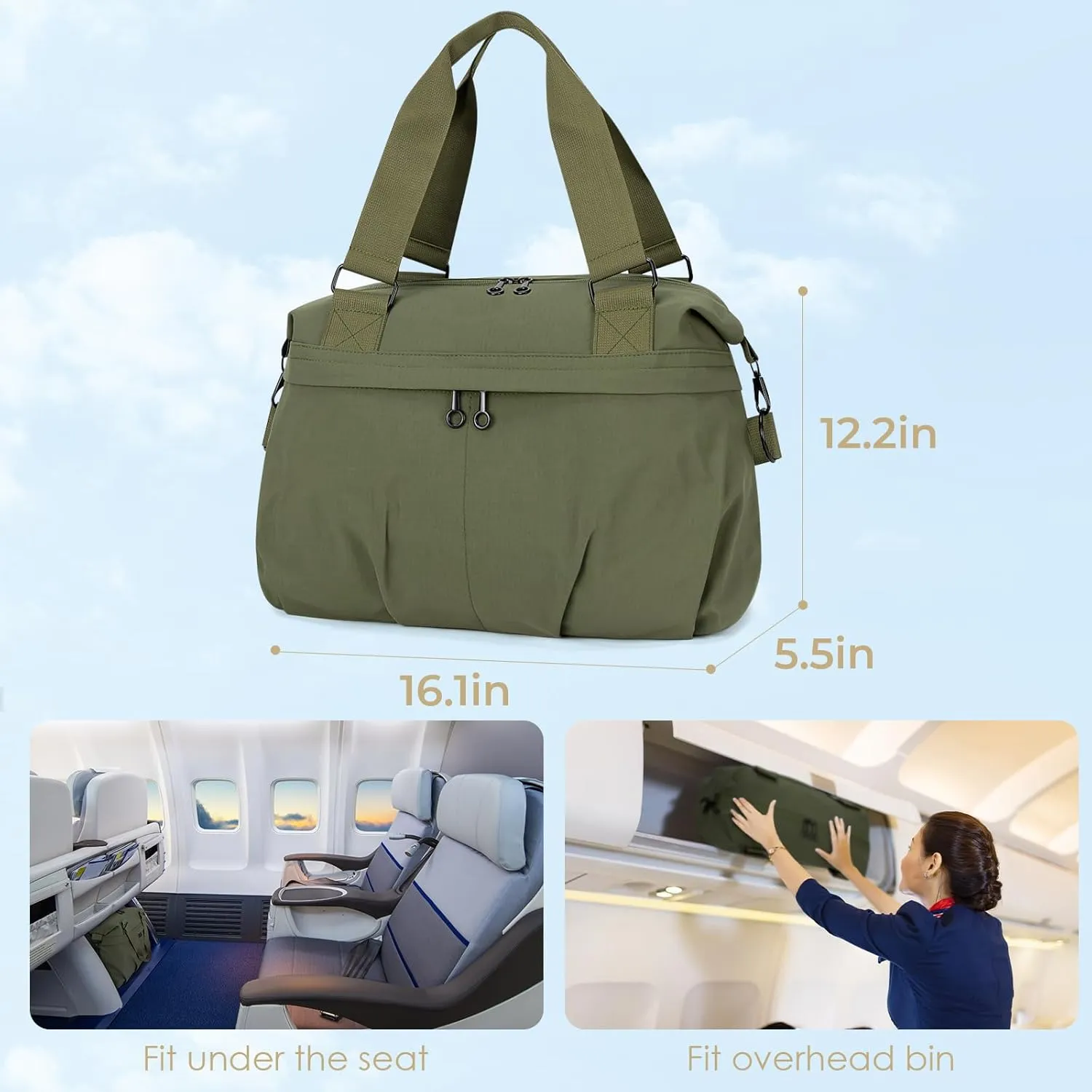 Travel Duffel Bag Carry on Bags for Airplanes Personal Item Bag Weekender Overnight Bag for Women and Men