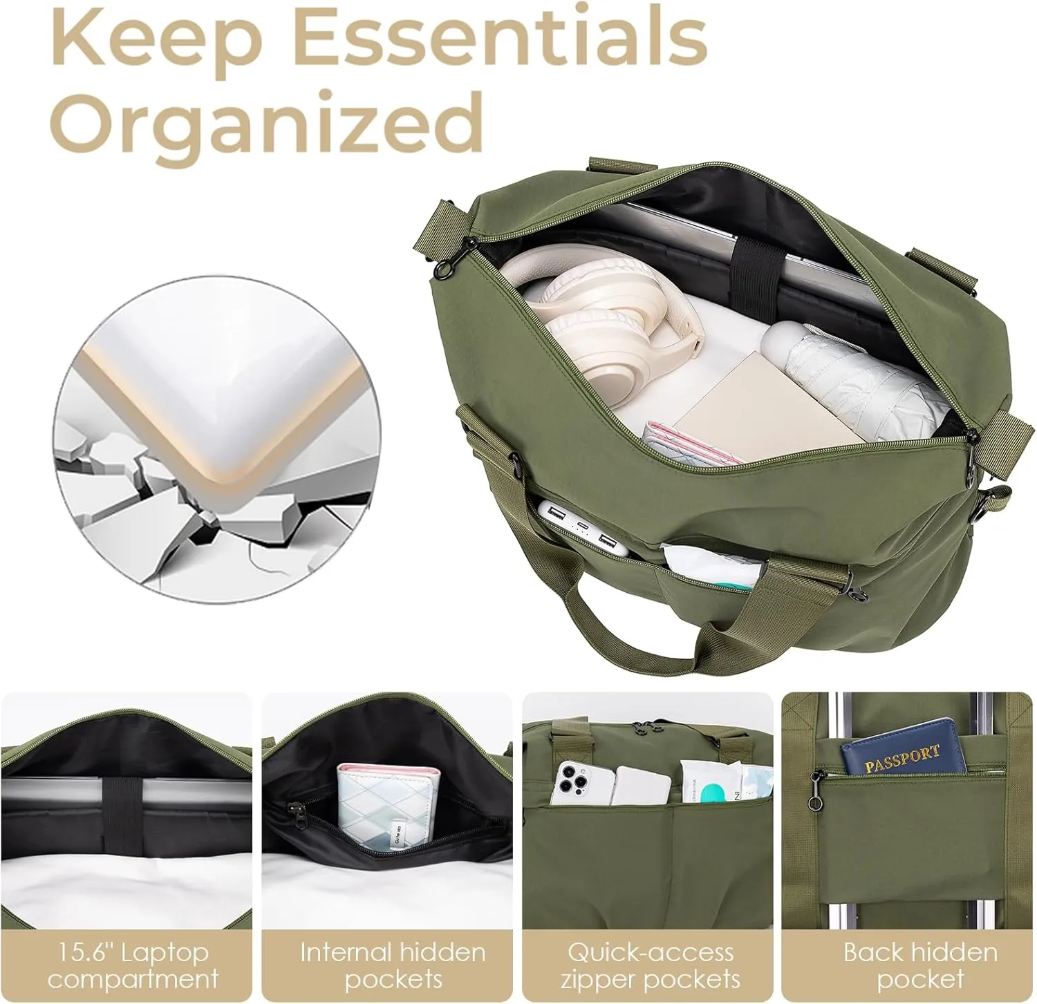 Travel Duffel Bag Carry on Bags for Airplanes Personal Item Bag Weekender Overnight Bag for Women and Men