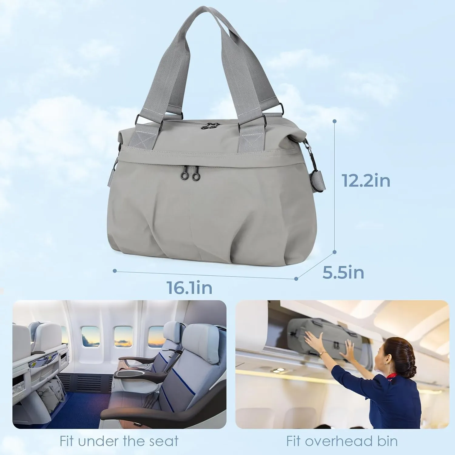 Travel Duffel Bag Carry on Bags for Airplanes Personal Item Bag Weekender Overnight Bag for Women and Men