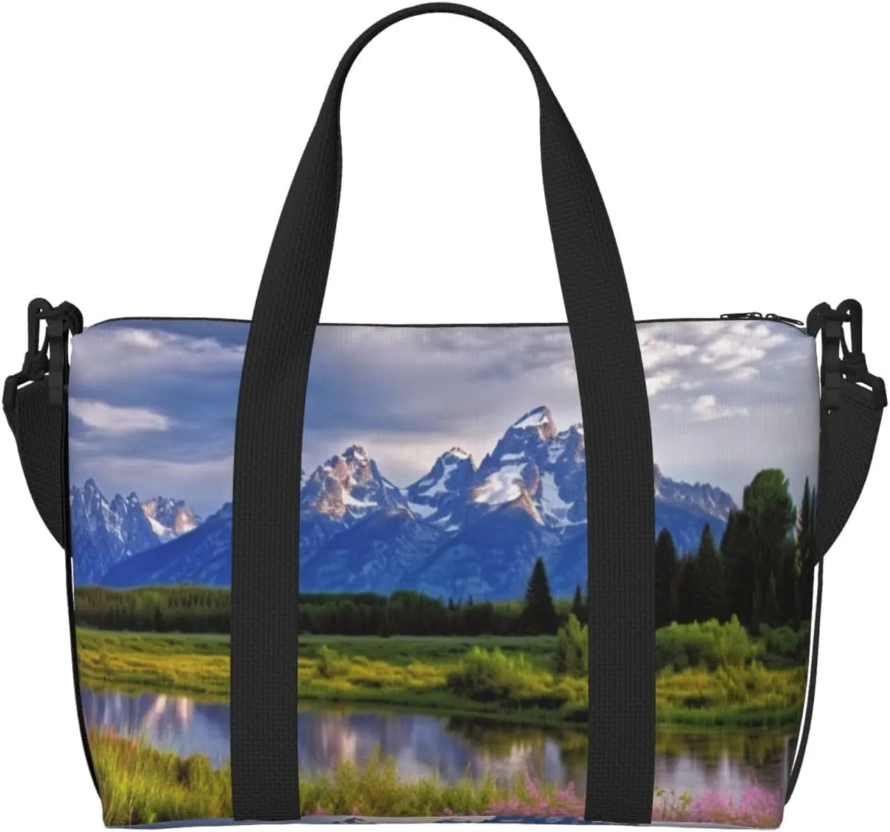 Travel Duffle Bag Weekender Bags for Men Women Adjustable Large Capacity Weekender Overnight Bag Carry On Tote Bags Waterproof Sport Gym Bag for Travel Yoga, Grand Teton National Park, One Size