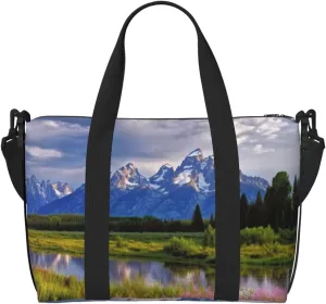 Travel Duffle Bag Weekender Bags for Men Women Adjustable Large Capacity Weekender Overnight Bag Carry On Tote Bags Waterproof Sport Gym Bag for Travel Yoga, Grand Teton National Park, One Size