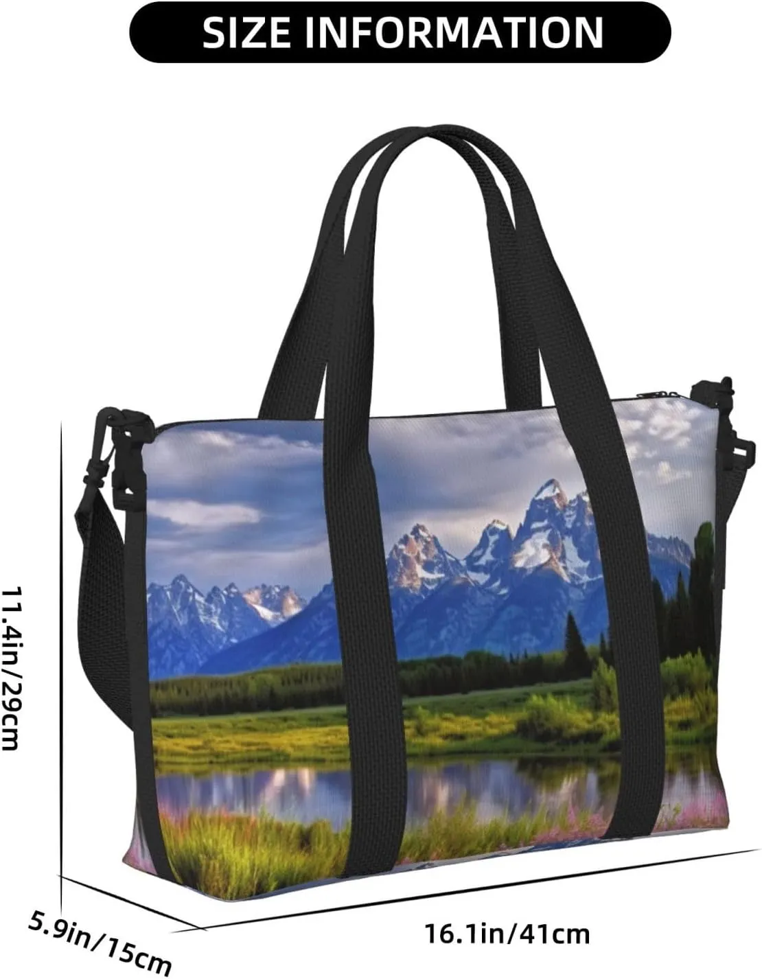 Travel Duffle Bag Weekender Bags for Men Women Adjustable Large Capacity Weekender Overnight Bag Carry On Tote Bags Waterproof Sport Gym Bag for Travel Yoga, Grand Teton National Park, One Size