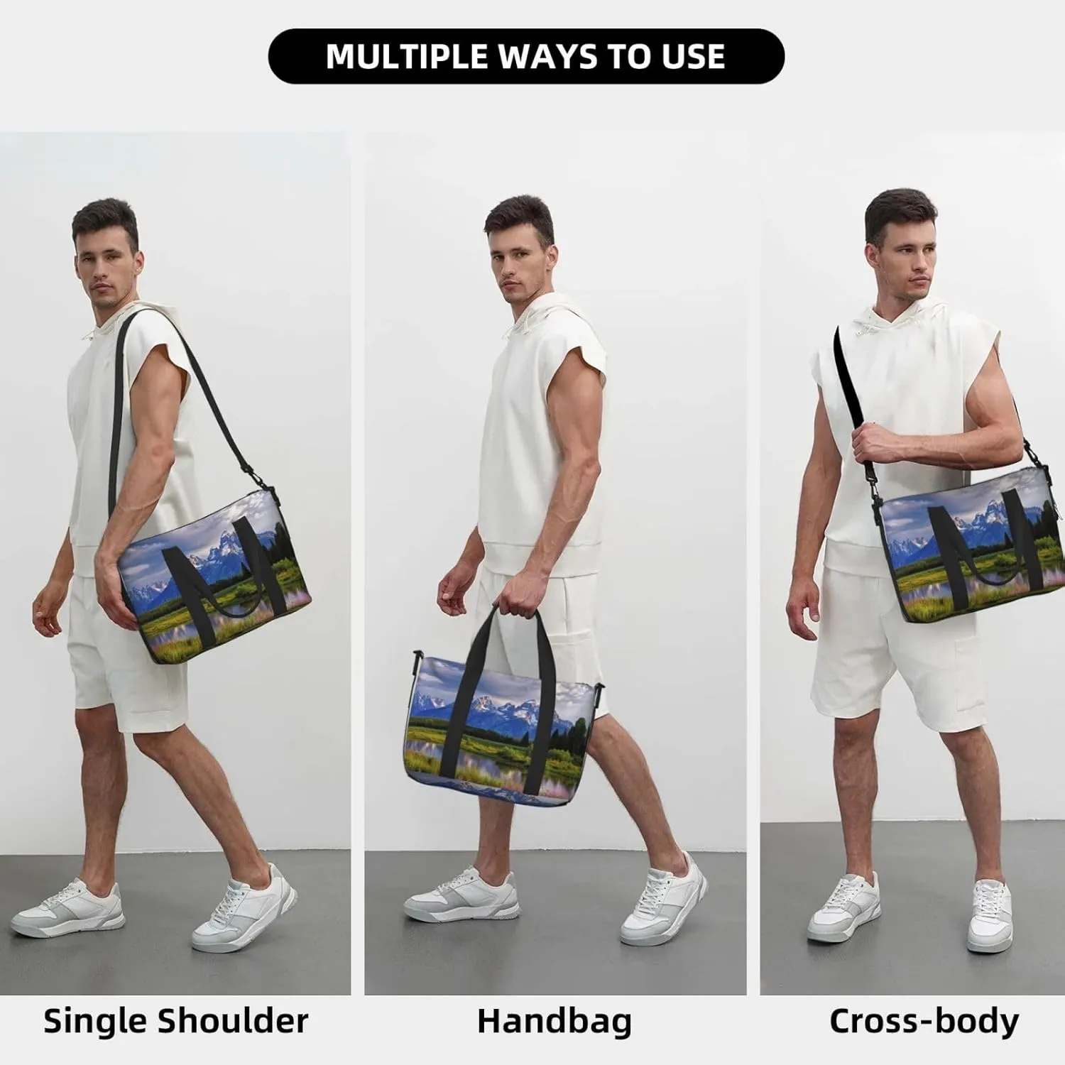 Travel Duffle Bag Weekender Bags for Men Women Adjustable Large Capacity Weekender Overnight Bag Carry On Tote Bags Waterproof Sport Gym Bag for Travel Yoga, Grand Teton National Park, One Size