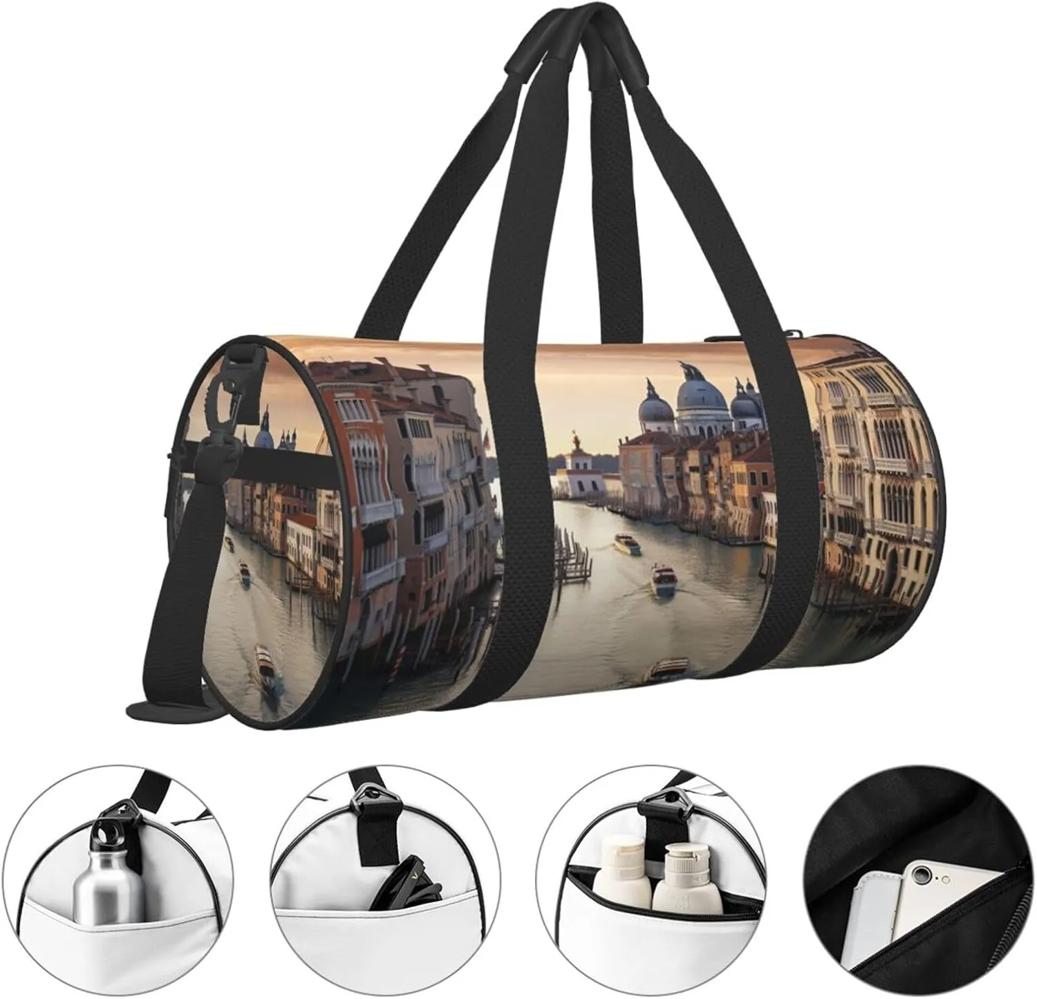 Travel Duffle Bag Weekender Bags For Men Women With Shoe Compartment Large Capacity Weekender Overnight Bag Grand Canal Carry On Tote Bags Sport Gym Bag For Travel Yoga