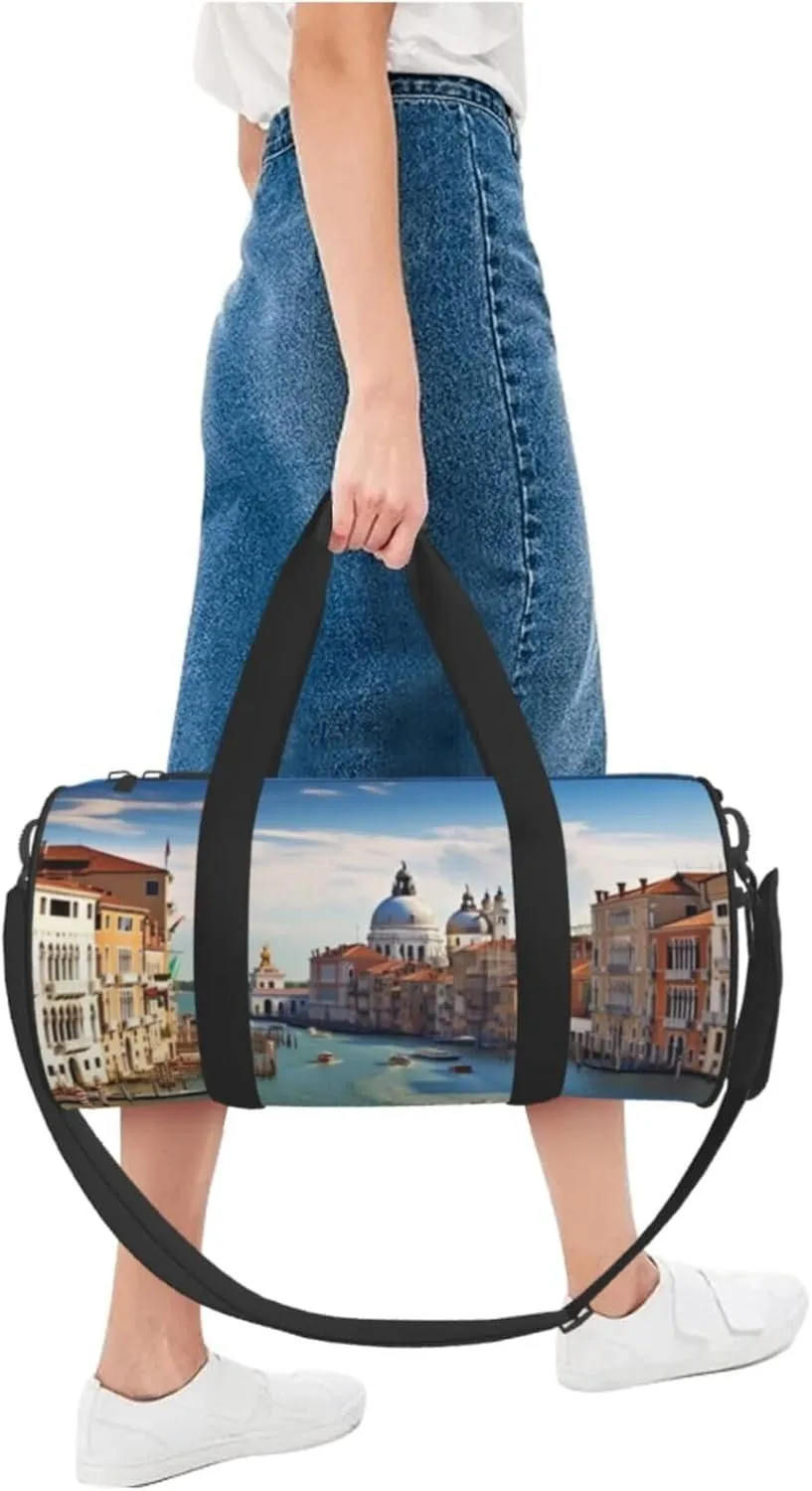 Travel Duffle Bag Weekender Bags For Men Women With Shoe Compartment Large Capacity Weekender Overnight Bag Grand Canal In Italy Carry On Tote Bags Sport Gym Bag For Travel Yoga