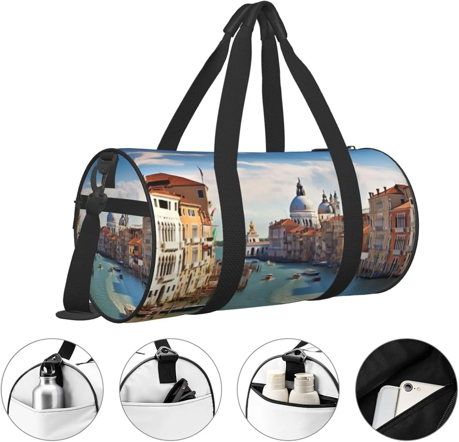 Travel Duffle Bag Weekender Bags For Men Women With Shoe Compartment Large Capacity Weekender Overnight Bag Grand Canal In Italy Carry On Tote Bags Sport Gym Bag For Travel Yoga