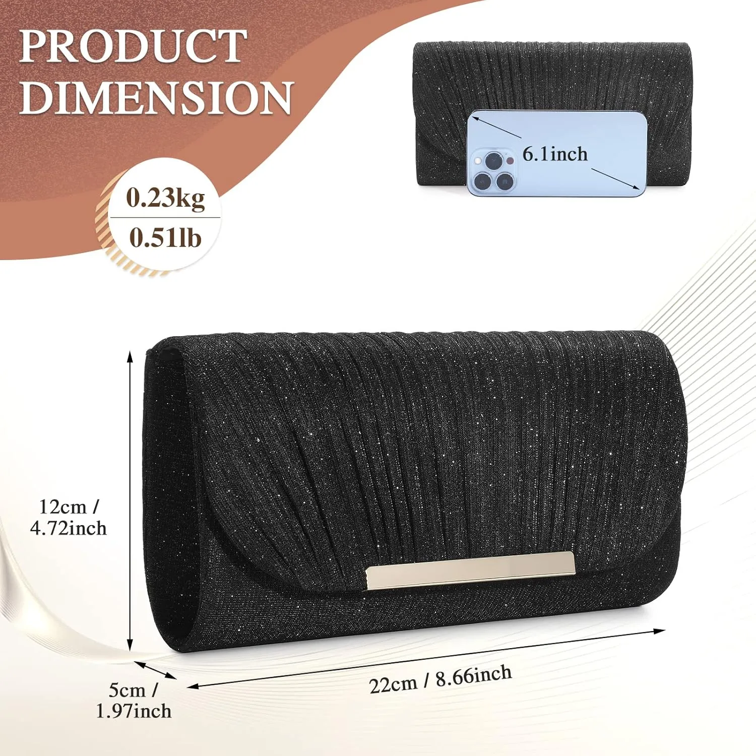 UBAYMAX Evening Bag Clutch Purses for Women Lady Girl Handbags Crossbody Bag Wedding Bag for Prom Party Wedding Engagement