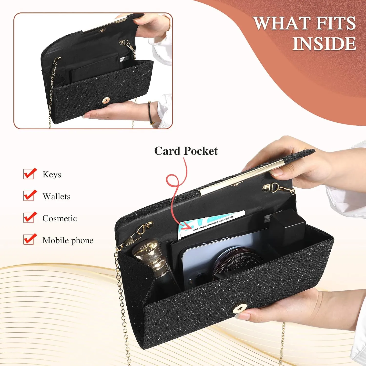 UBAYMAX Evening Bag Clutch Purses for Women Lady Girl Handbags Crossbody Bag Wedding Bag for Prom Party Wedding Engagement