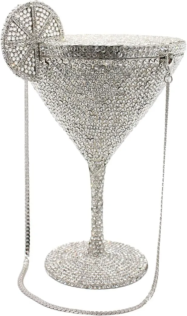 UMREN Cocktail Goblet Rhinestone Clutch for Women Unique Crystal Evening Bag Diamond Purse Wedding Party Prom Handbag