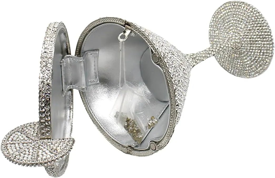 UMREN Cocktail Goblet Rhinestone Clutch for Women Unique Crystal Evening Bag Diamond Purse Wedding Party Prom Handbag