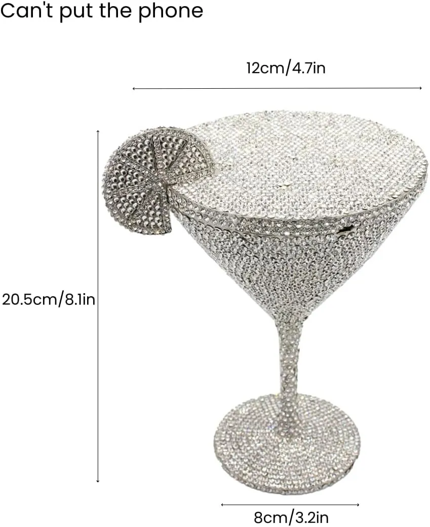 UMREN Cocktail Goblet Rhinestone Clutch for Women Unique Crystal Evening Bag Diamond Purse Wedding Party Prom Handbag