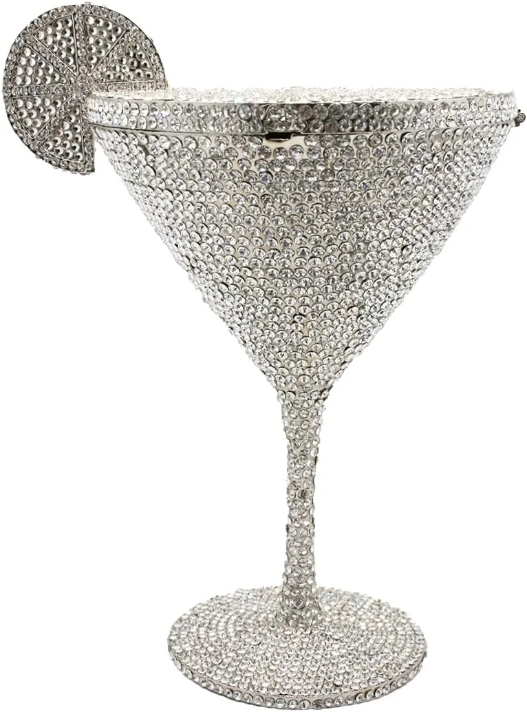 UMREN Cocktail Goblet Rhinestone Clutch for Women Unique Crystal Evening Bag Diamond Purse Wedding Party Prom Handbag