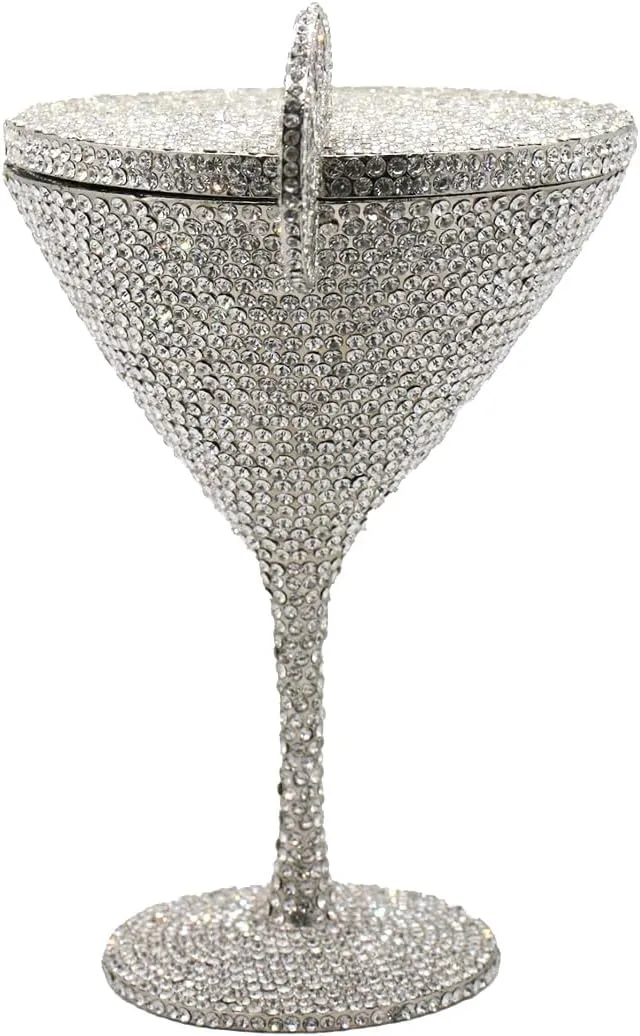 UMREN Cocktail Goblet Rhinestone Clutch for Women Unique Crystal Evening Bag Diamond Purse Wedding Party Prom Handbag