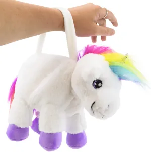 Unicorn Stuffed Animal for Kids (Poppy Purse) - Purple,Rainbow,Silver