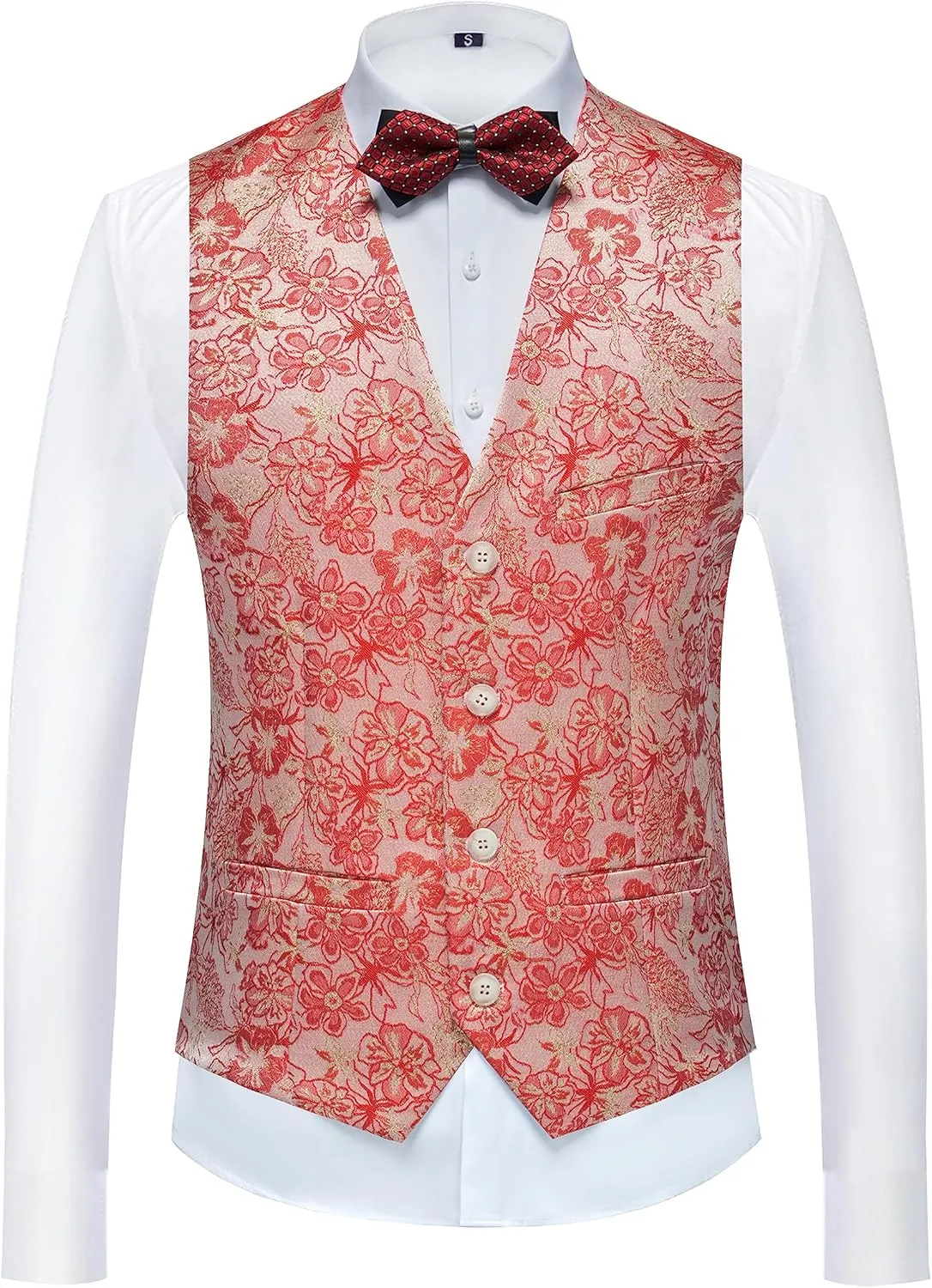UNINUKOO Mens Slim Fit Suit 3 Piece 1 Button Paisley Prom Floral Wedding Tuxedo for Men